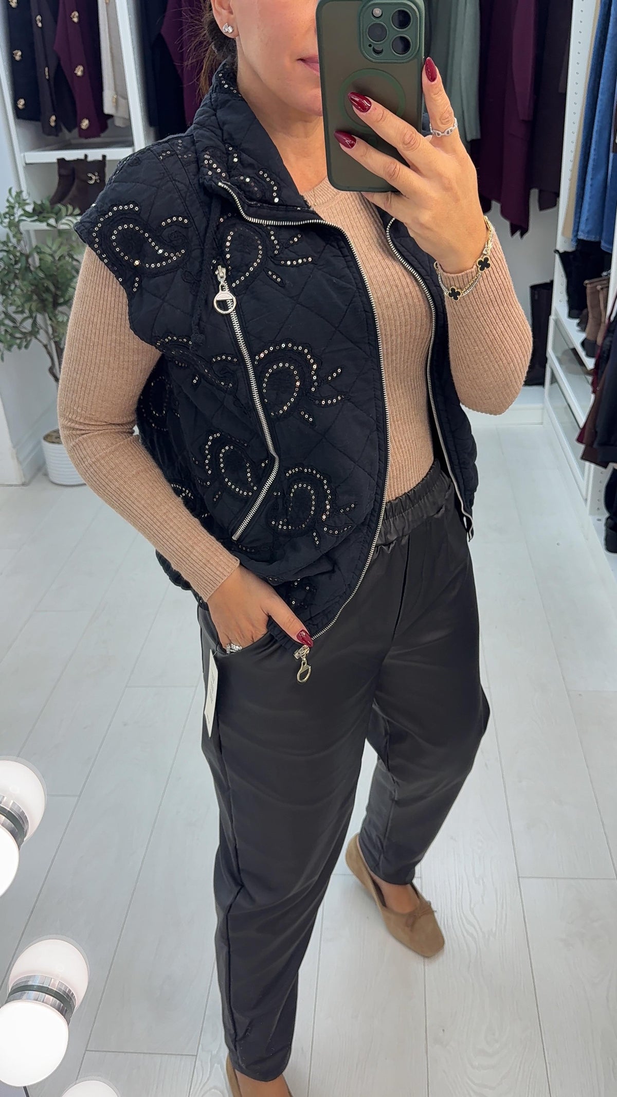 Ramina Embellished Paisley Print Lightweight Gilet