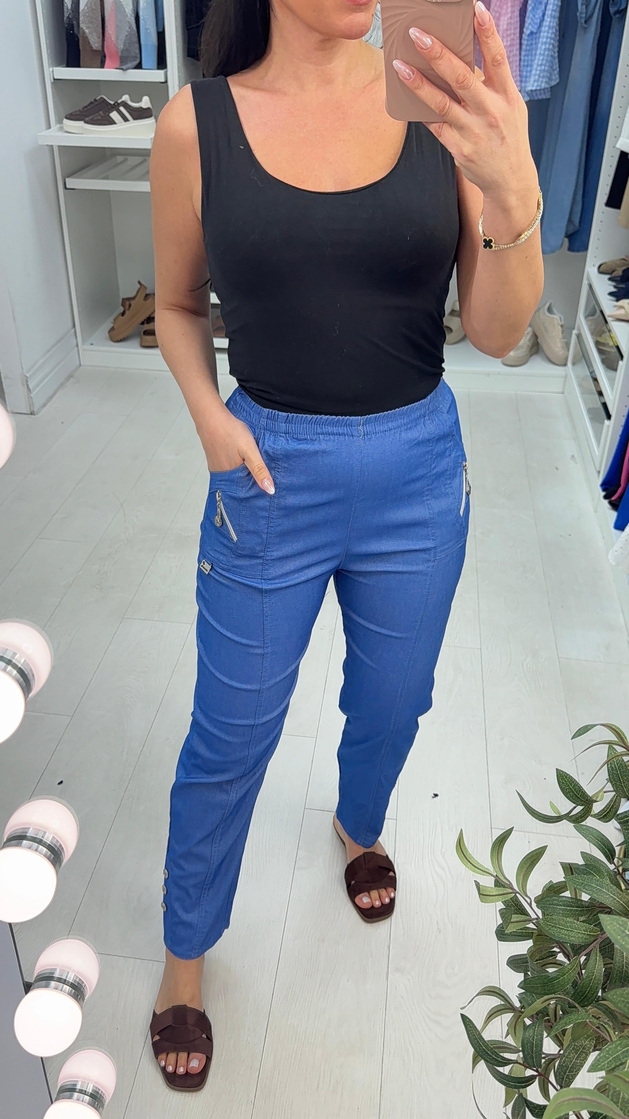 Nela Plain Button Detail Magic Trousers