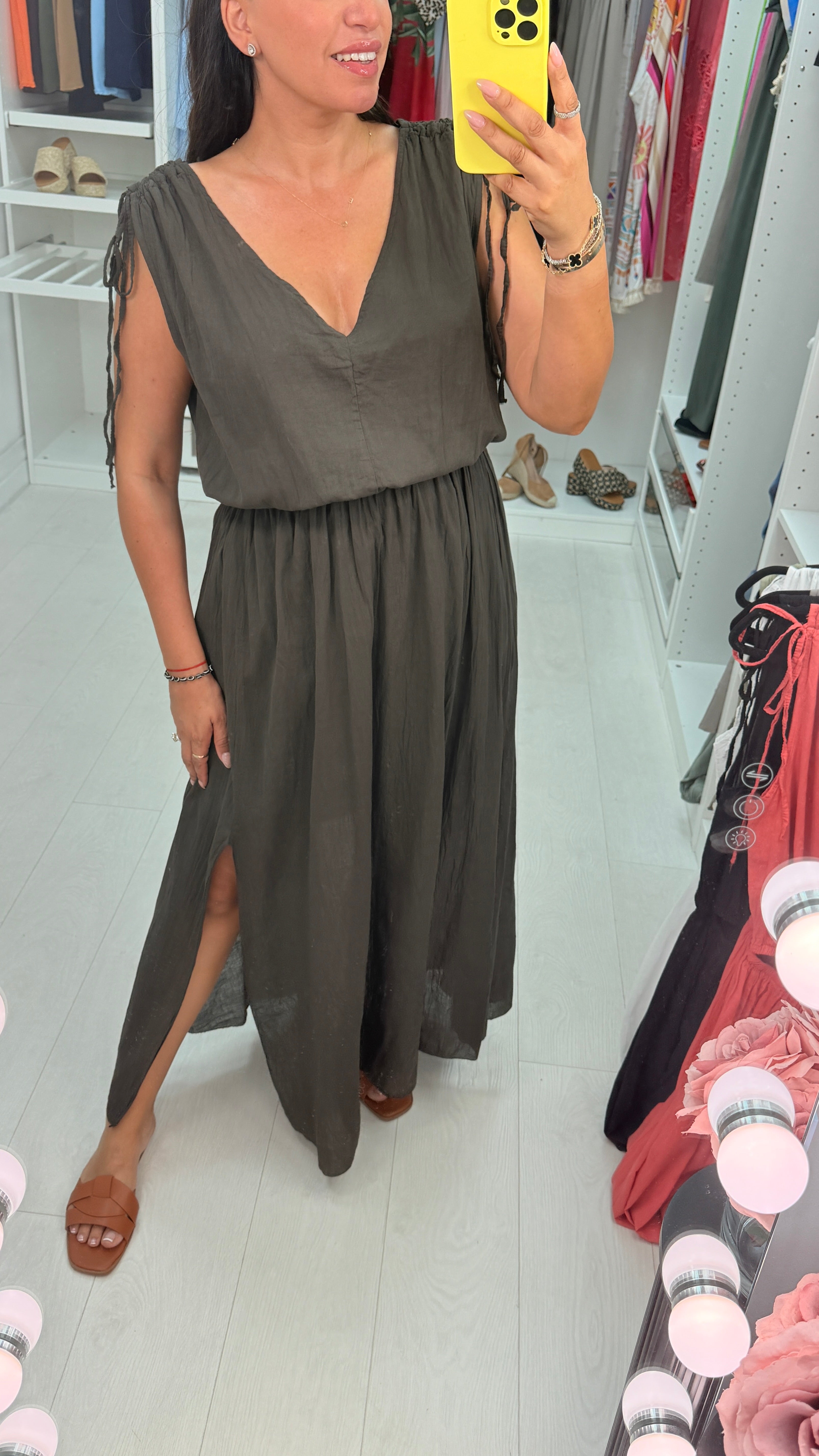 Floriane Plain Cut Out Detail Maxi Dress