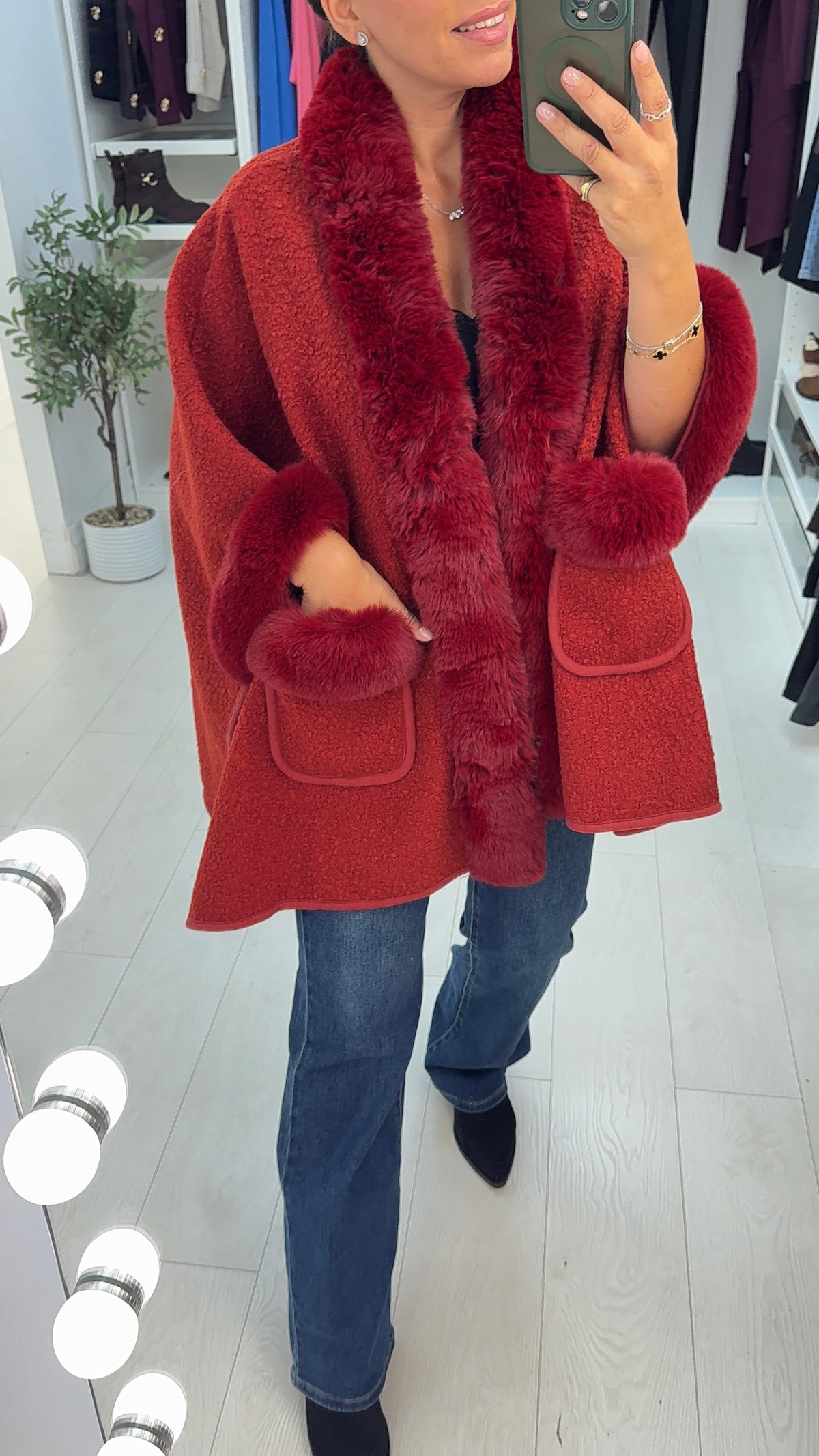Skyler Faux Fur Trim Wrap