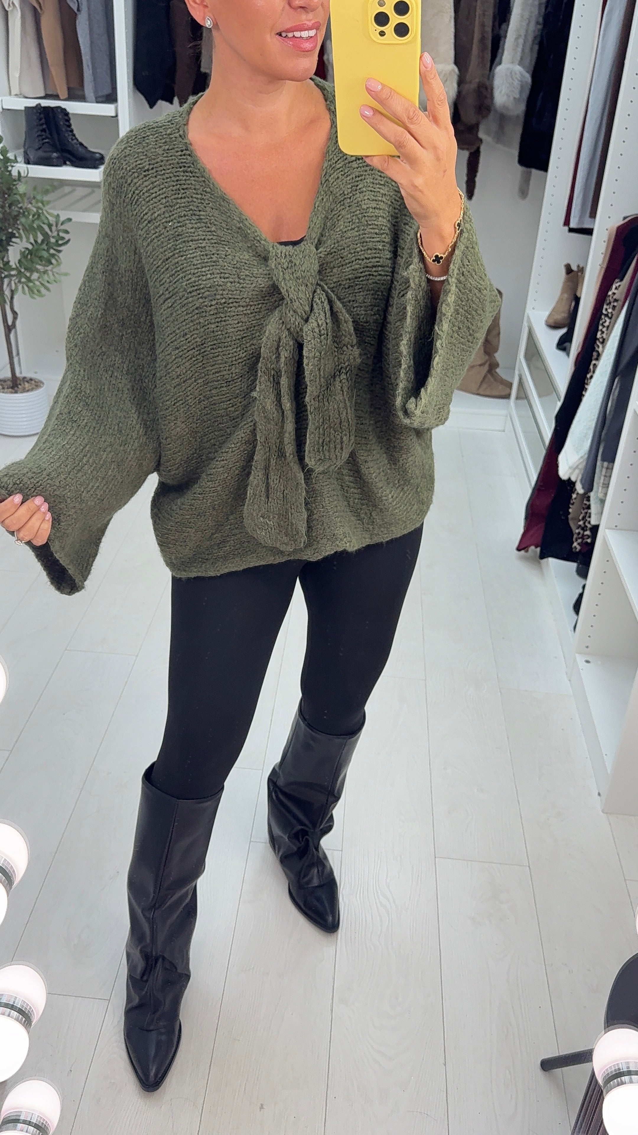 Loraine Tie Front Detail Loose Fit Knit Jumper