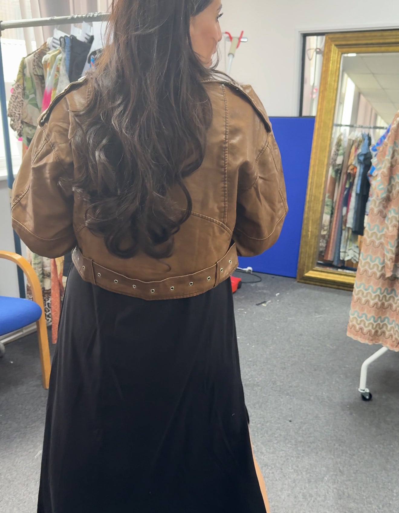 Ariah Cropped Leather Look Biker Jacket