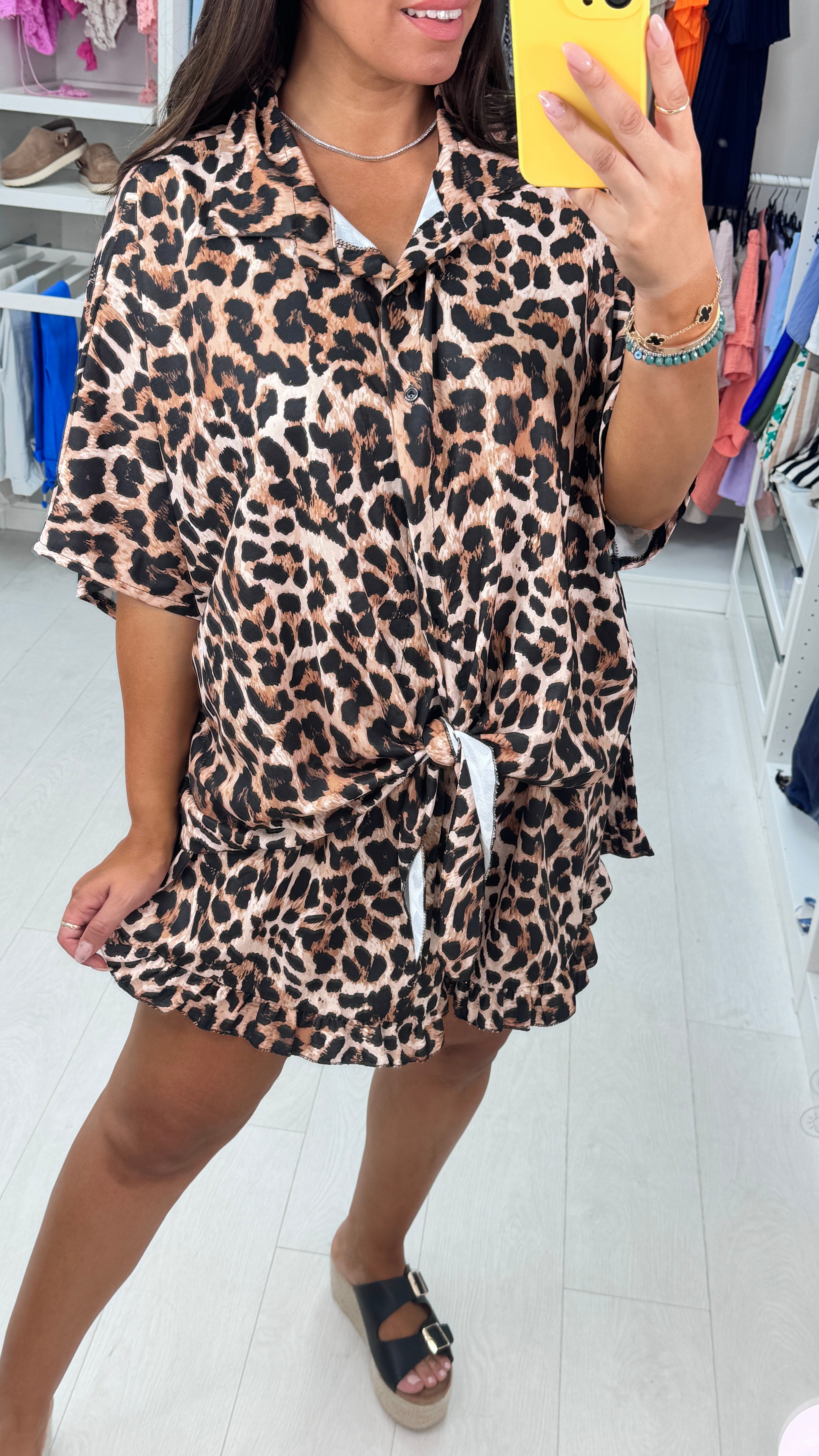 Nerissa Leopard Print Tie Front Co-Ord Set