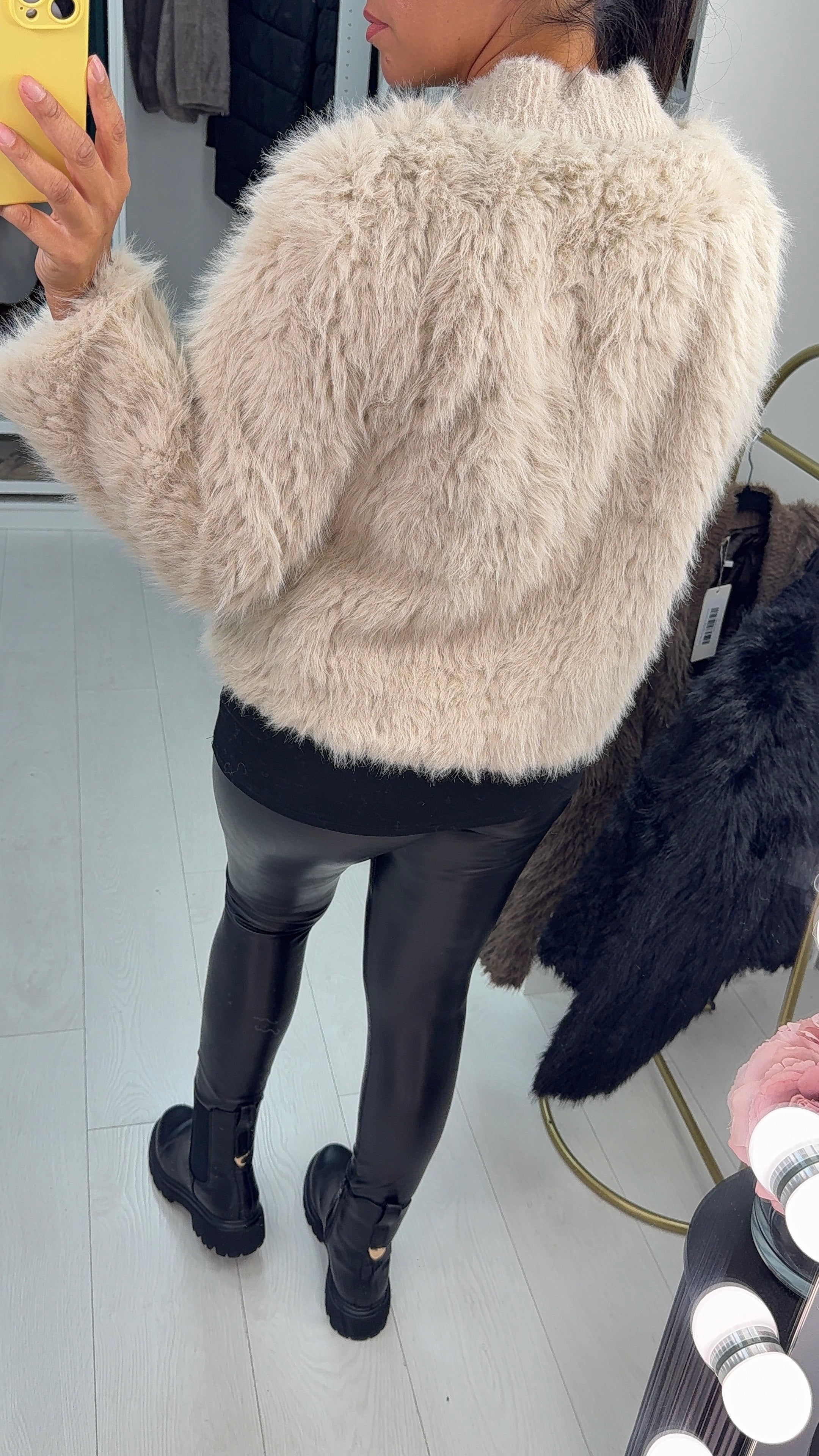 Joyanna Faux Fur Button Front Cardigan