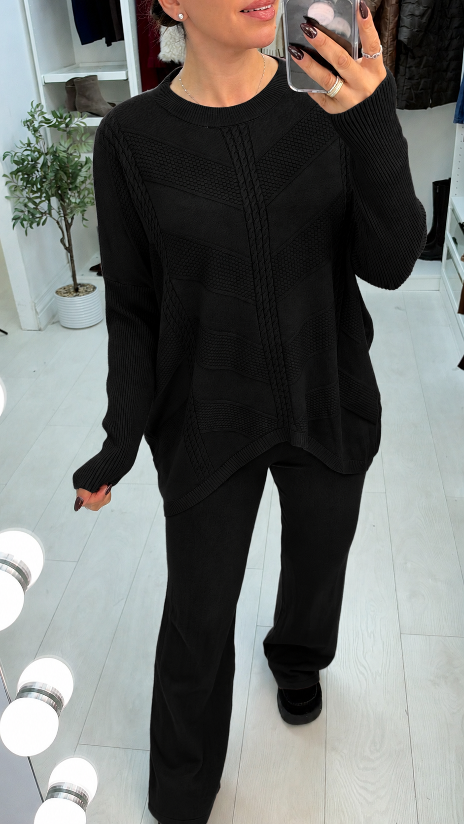Anthea Plain Textured Loose Fit Loungewear Set