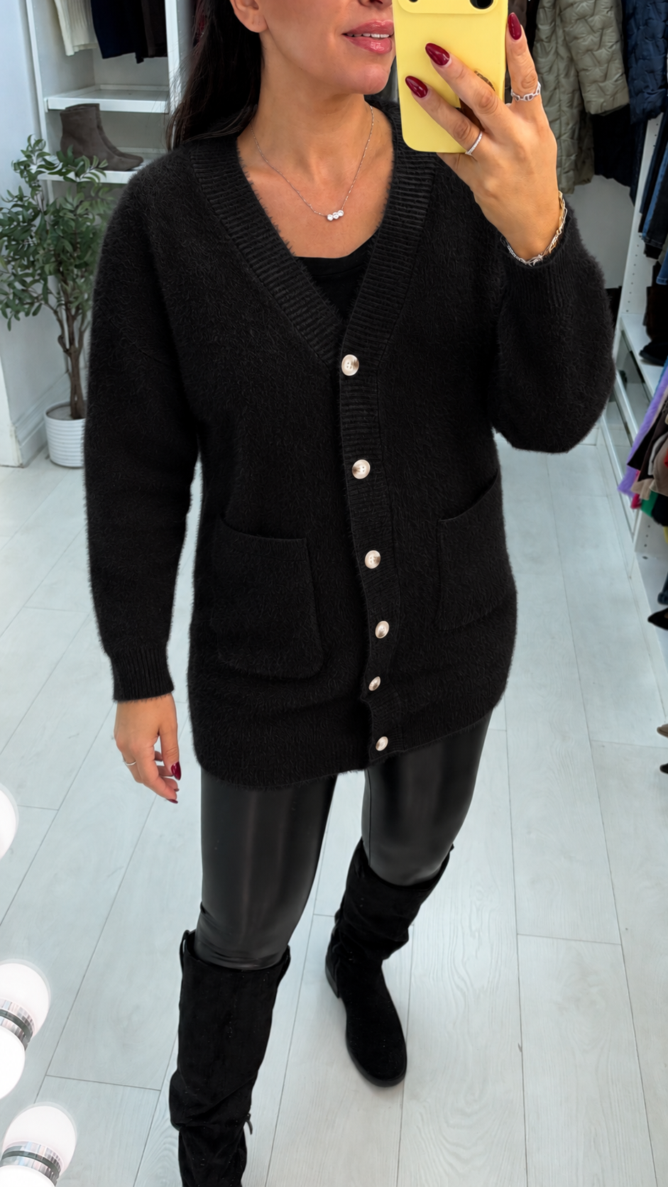 Nisana Plain Super Soft Fluffy Longline Cardigan