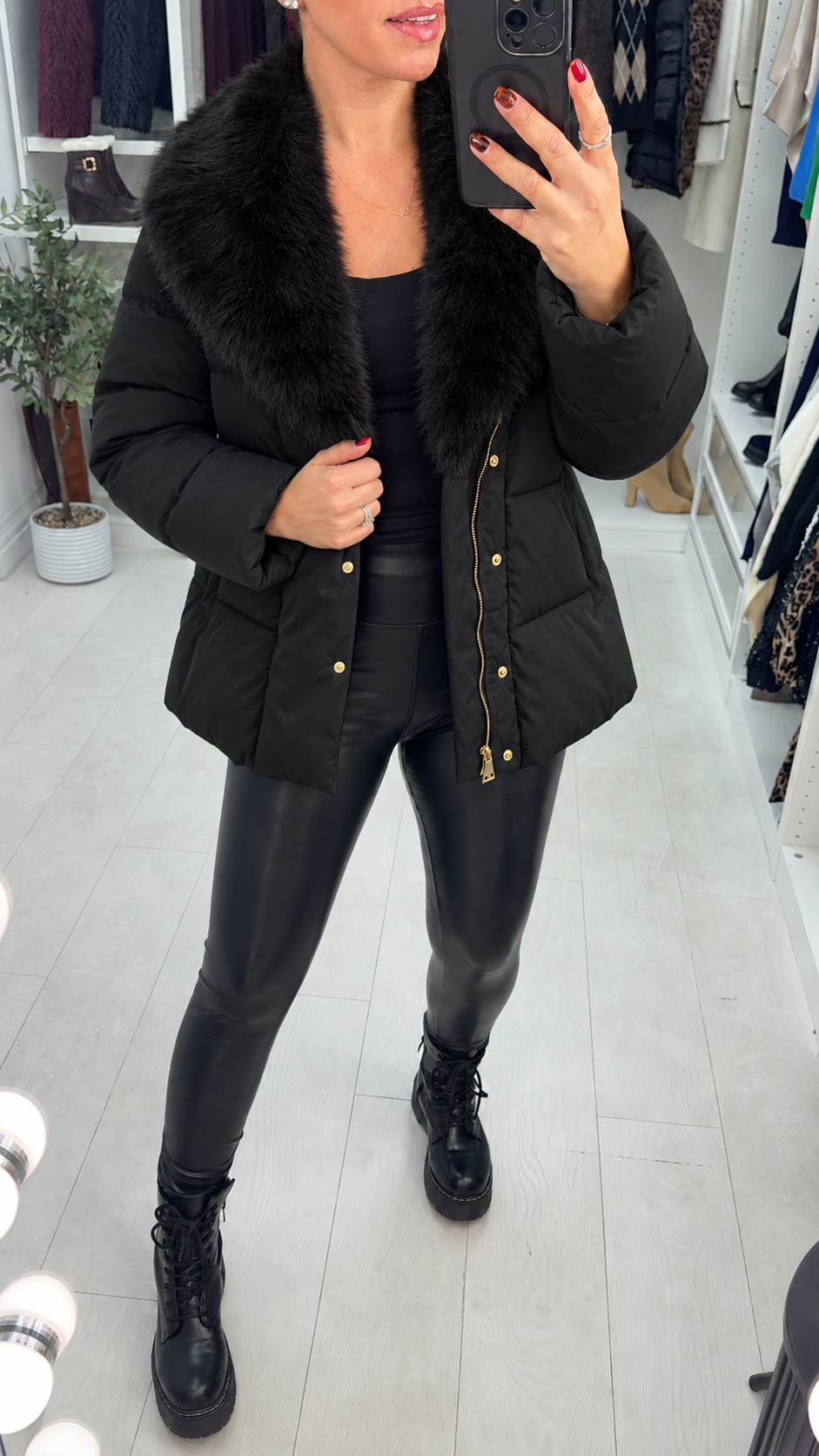 Daisie Faux Fur Detailed Belted Puffer Coat