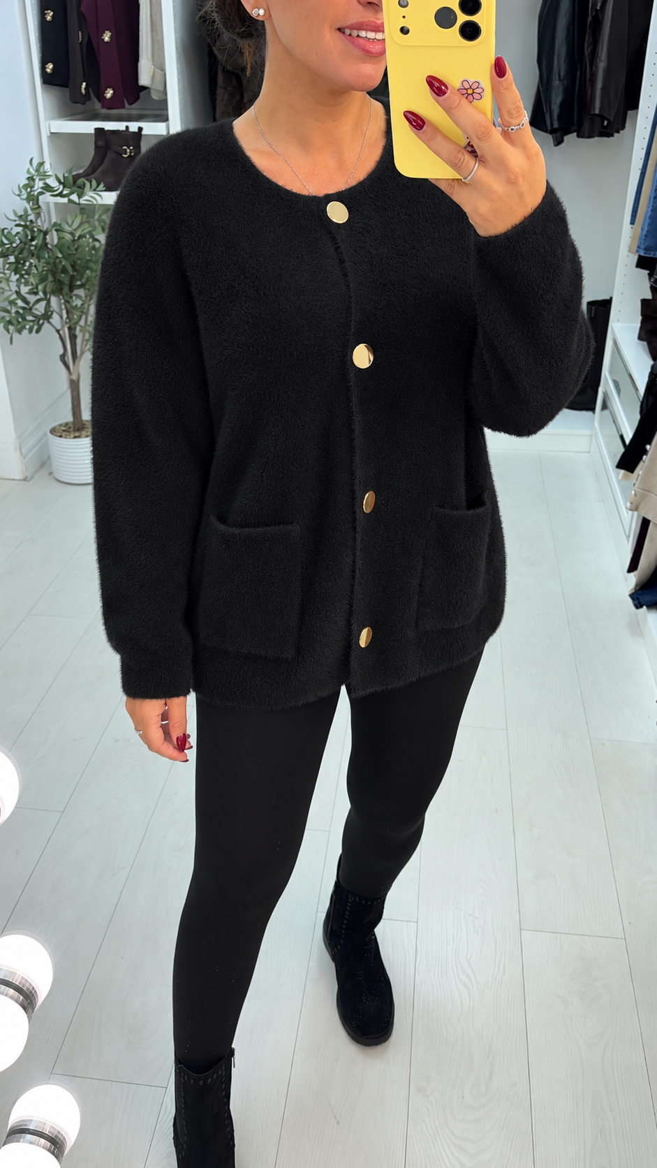 Nellis Super Soft Fluffy Button Front Cardigan