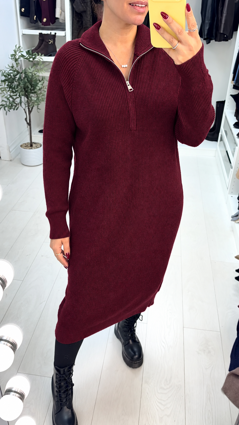 Stevie Plain Zip Front Jumper Dress