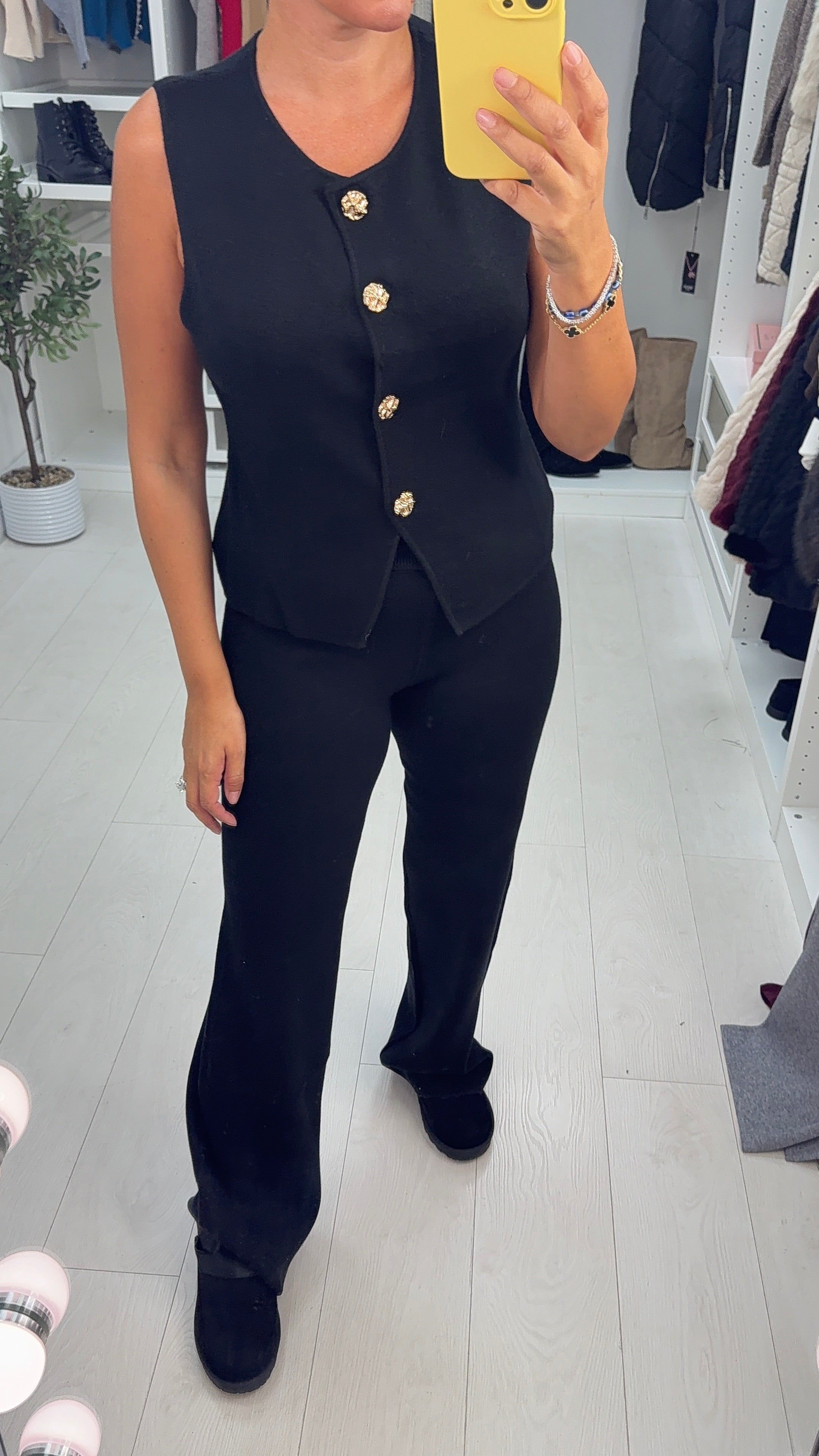 Oravella Plain Button Front Loungewear Set