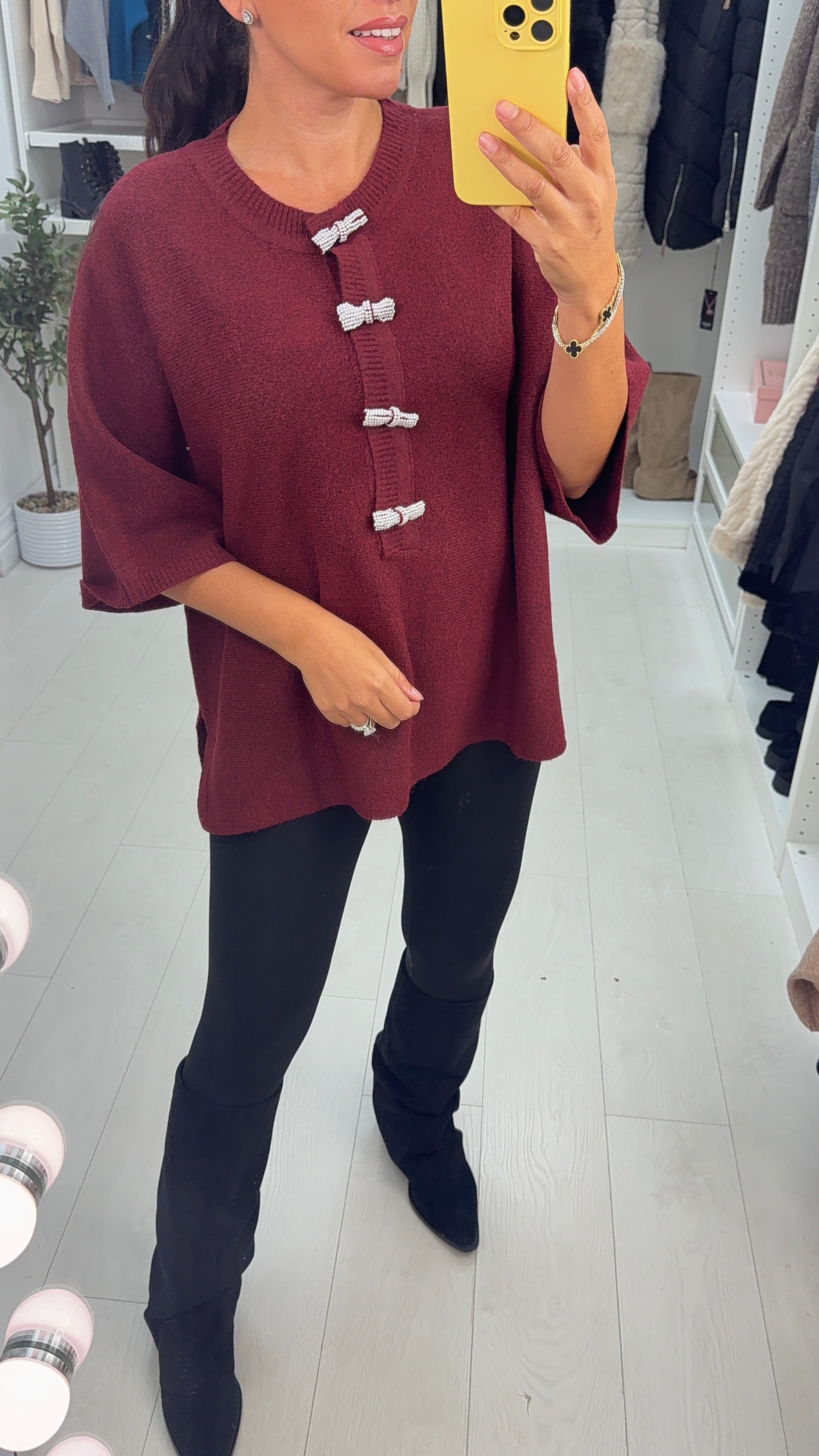 Luisana Plain Short Sleeve Loose Fit Knit Jumper