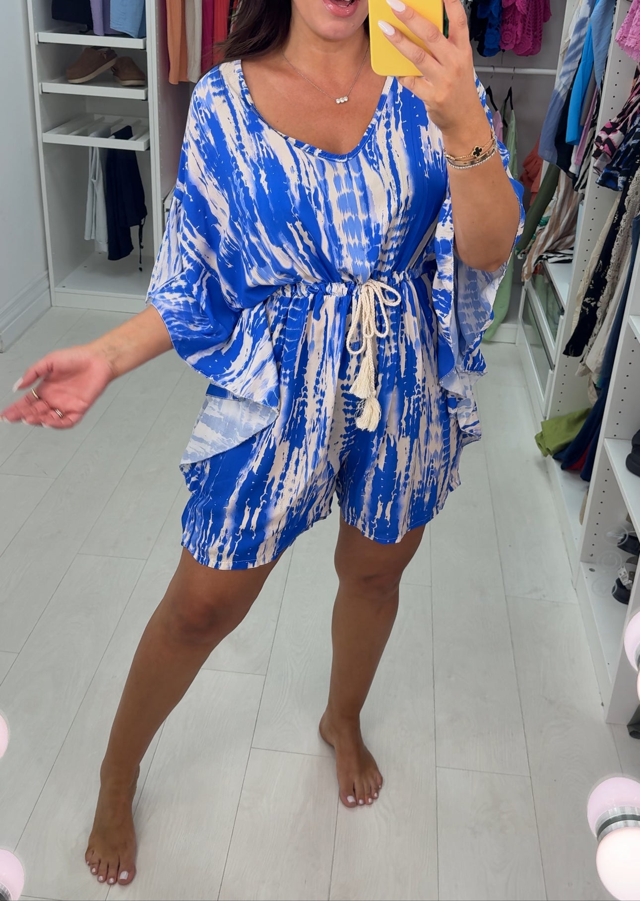 Jenni Batwing Sleeve Abstract Playsuit