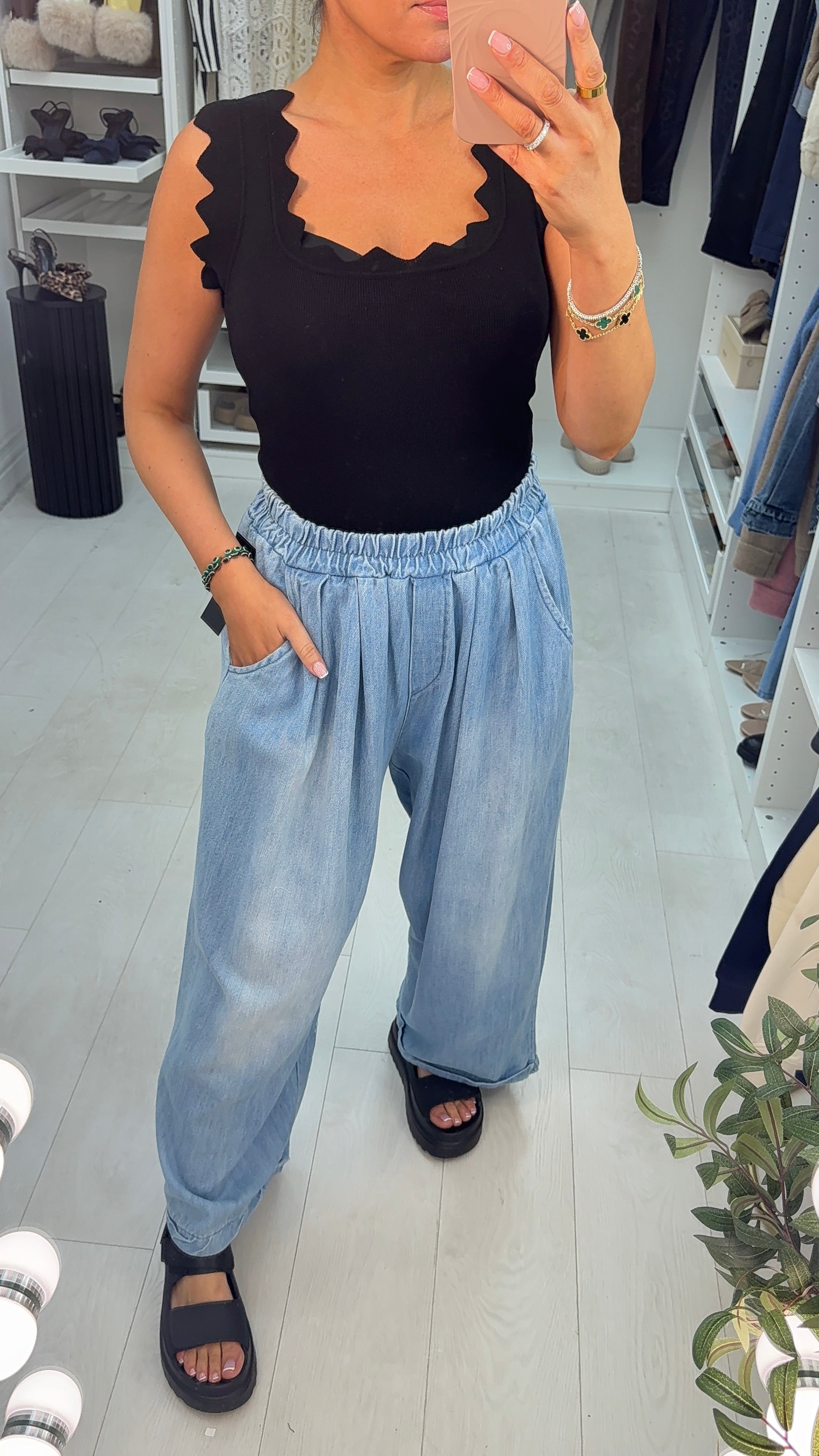 Bethany Denim Wide Leg Trousers