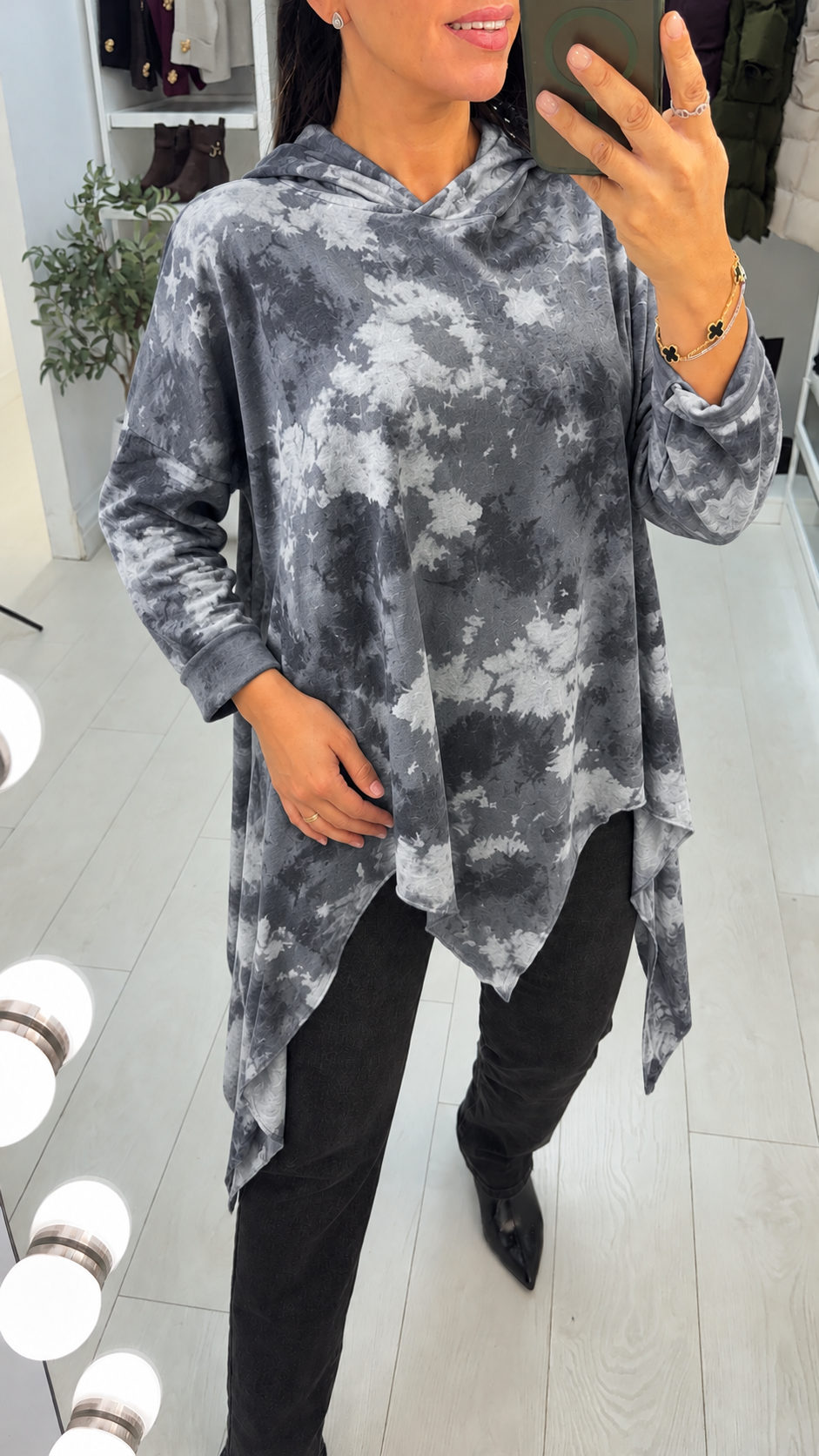 Billy Oversized Drape Splodge Detailed Hooded Sweatshirt