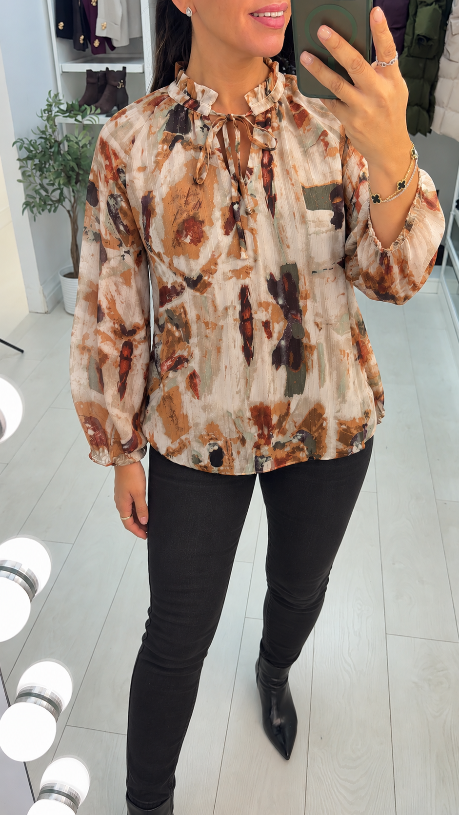 Jackie Abstract Print V Neck Blouse