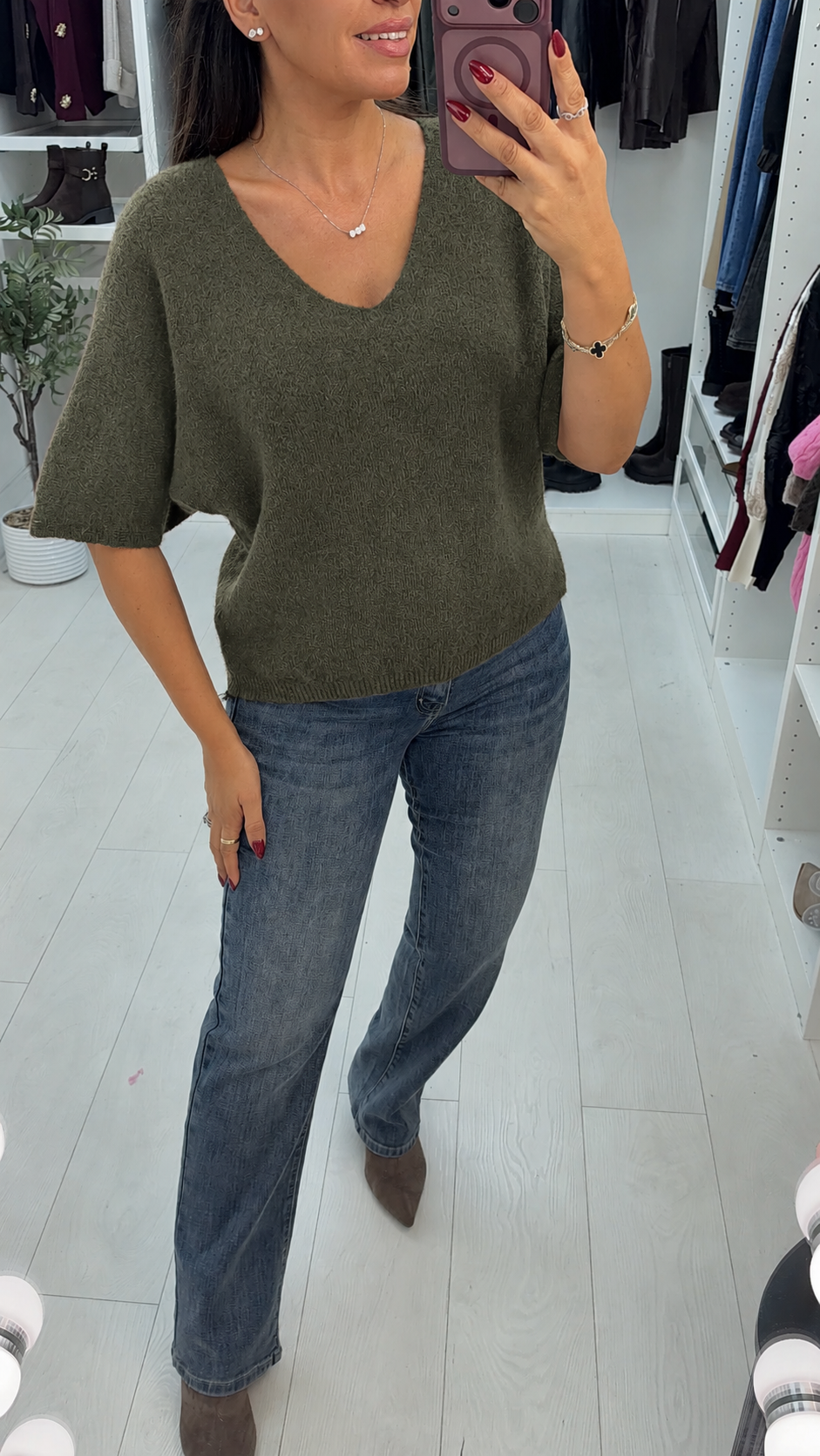 Oralia Plain V Neck Short Sleeve Jumper