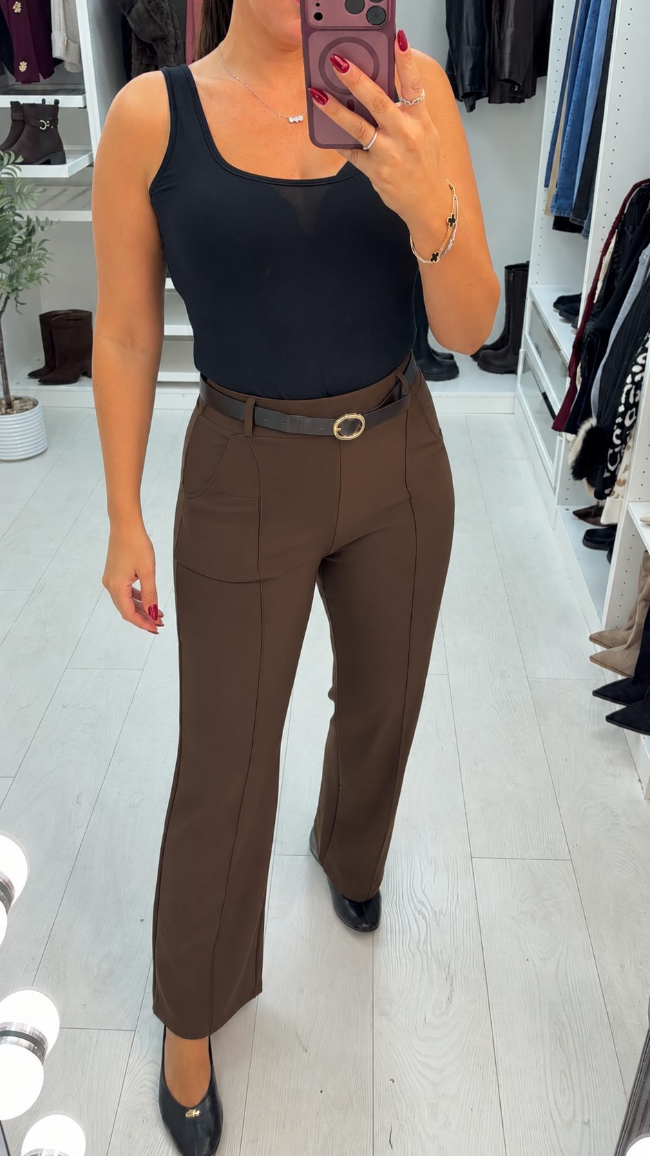 Rebella Belted Straight Leg Trousers