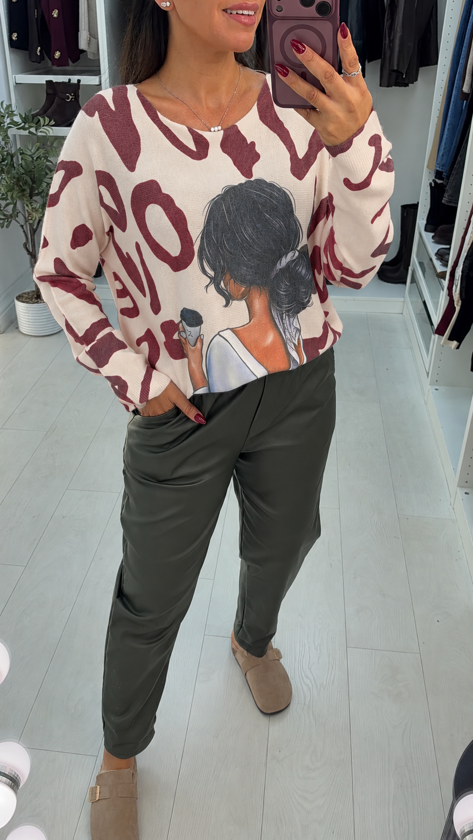 Esmena Leopard & Coffee Print Batwing Top