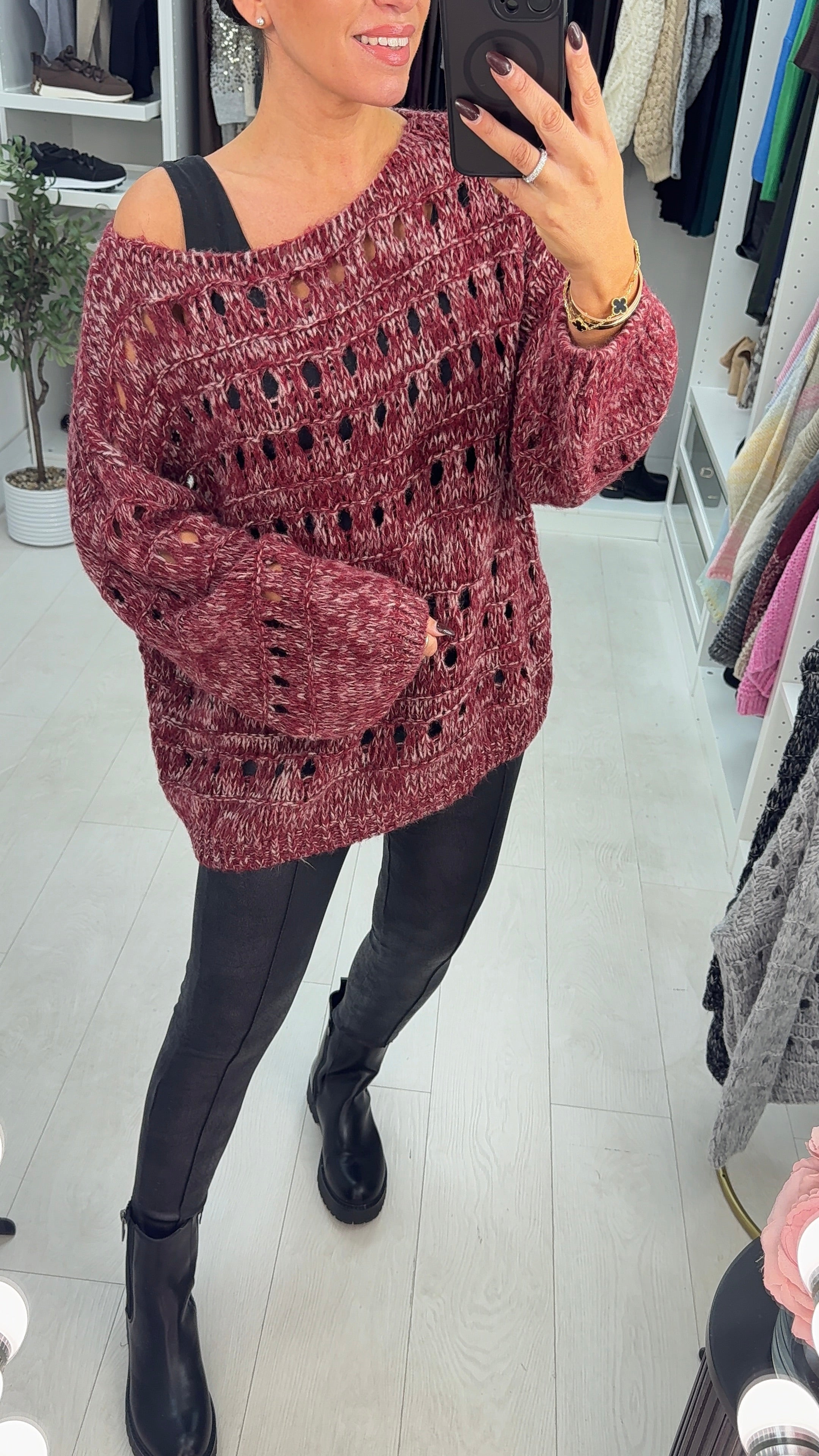 Cienna Chunky Eyelit Stitch Knit Jumper