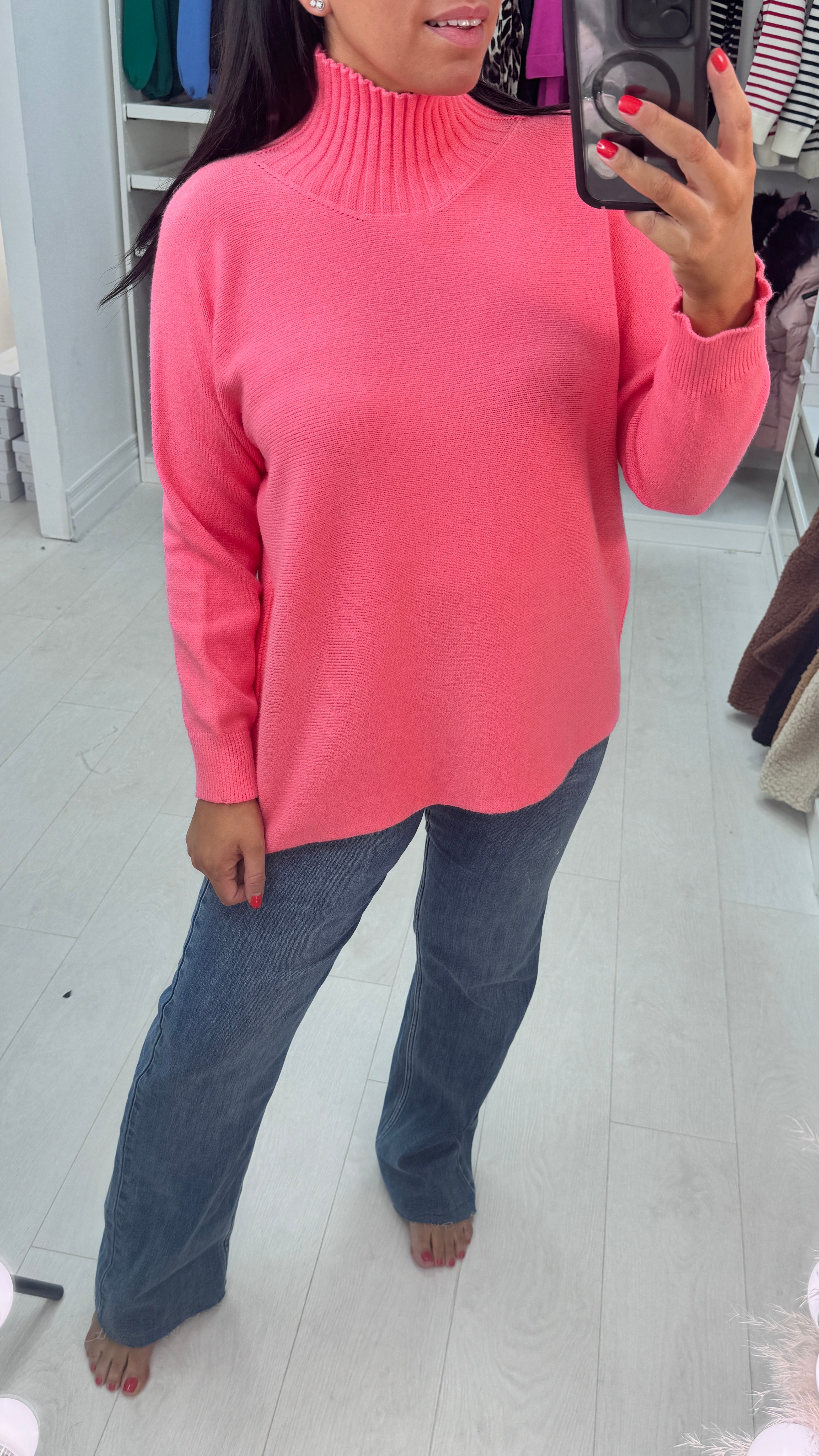 Erin Ribbed High Neck Jumper