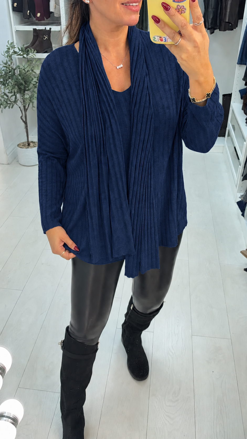 Dannie Plain Ribbed Scarf Thin Knit Jumper