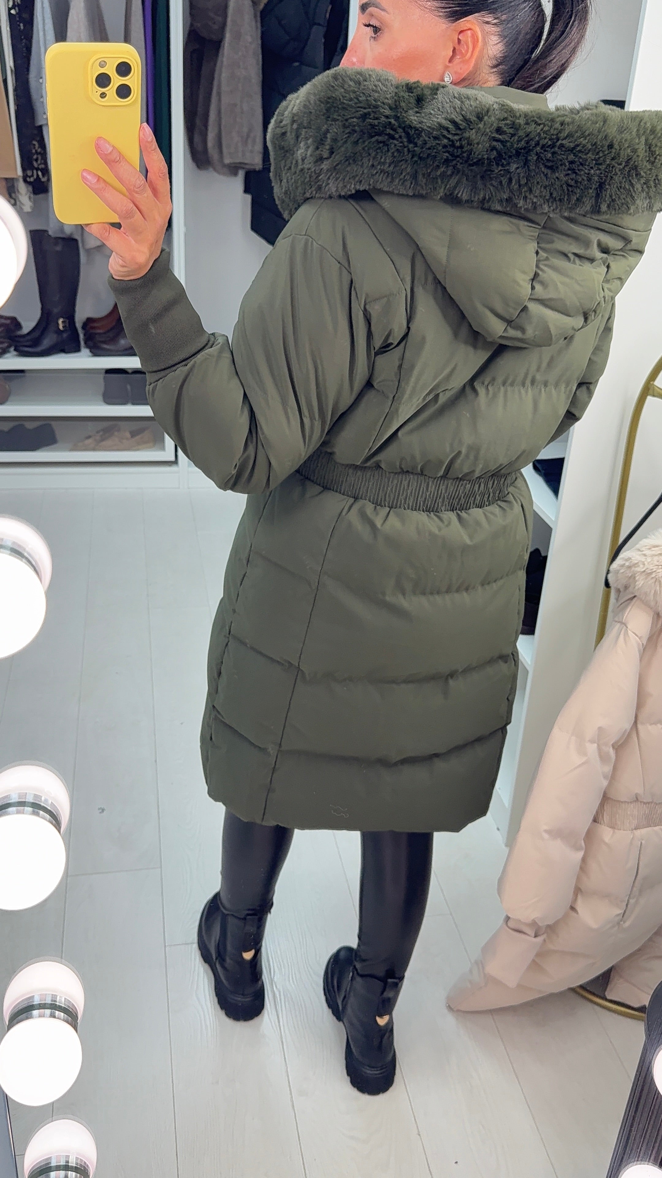 Sandie Faux Fur Hooded Longline Coat