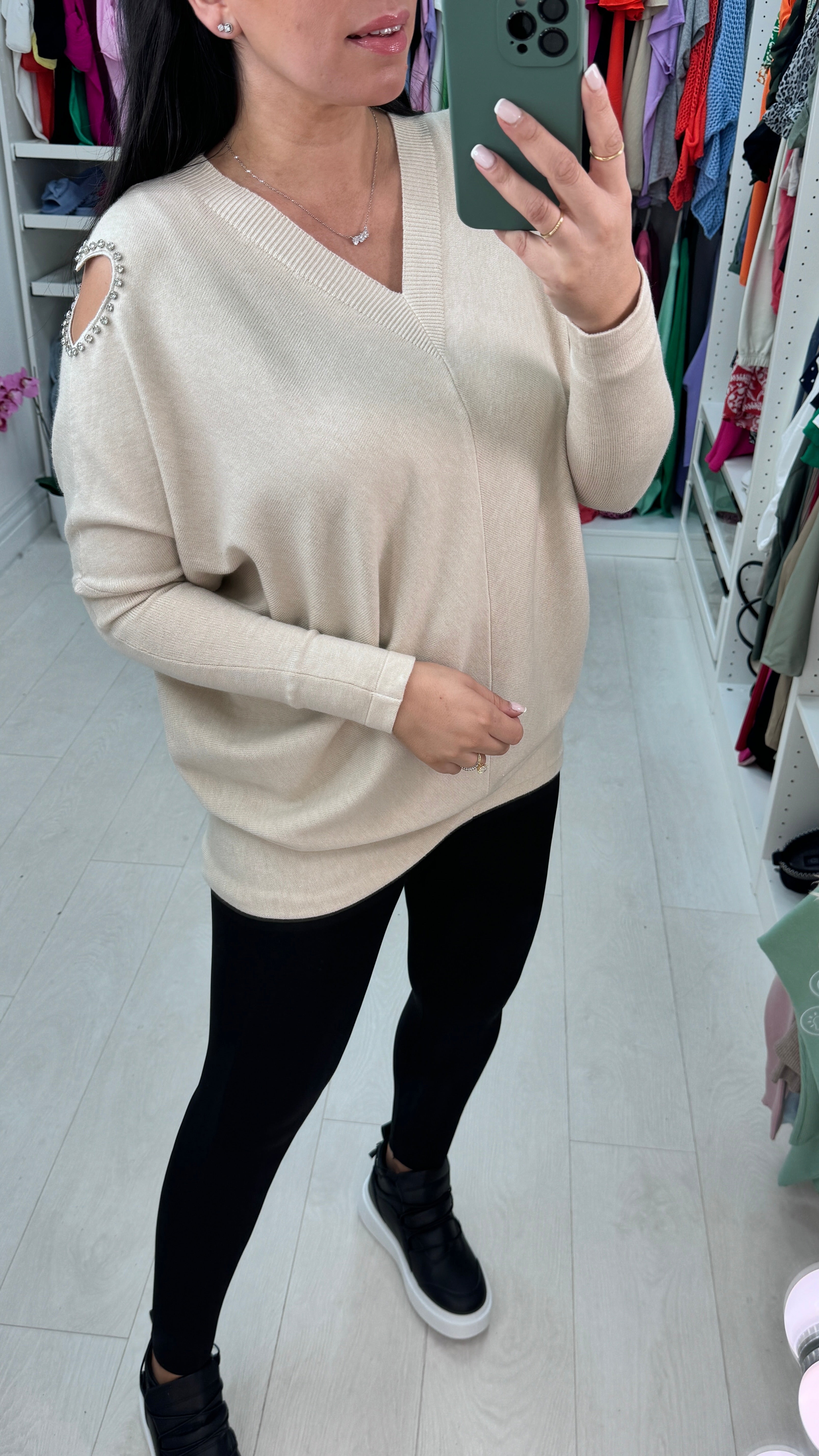 Lydia Diamond Heart Cold Shoulder Jumper