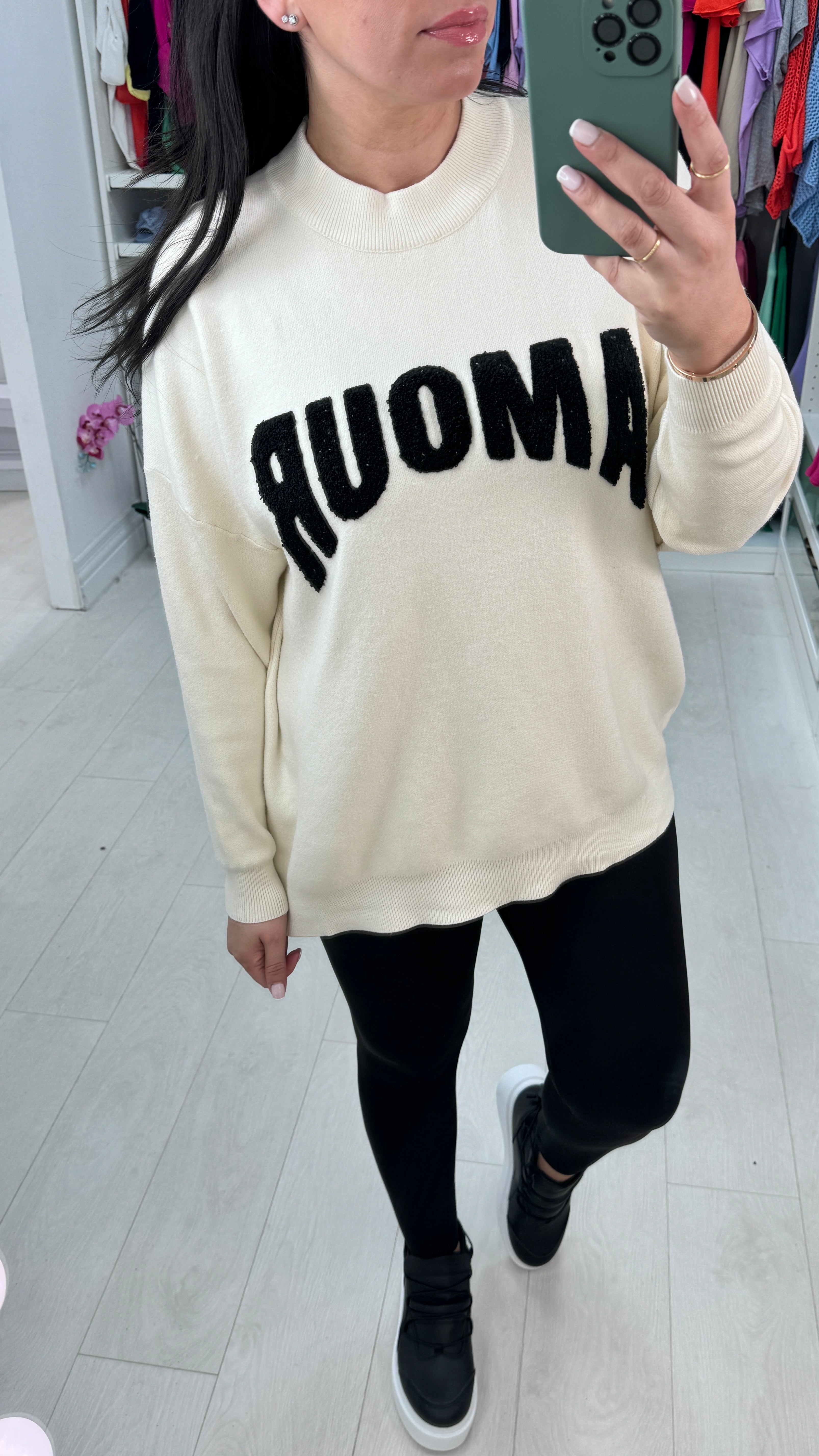 Jesy Amour Slogan Teddy Jumper