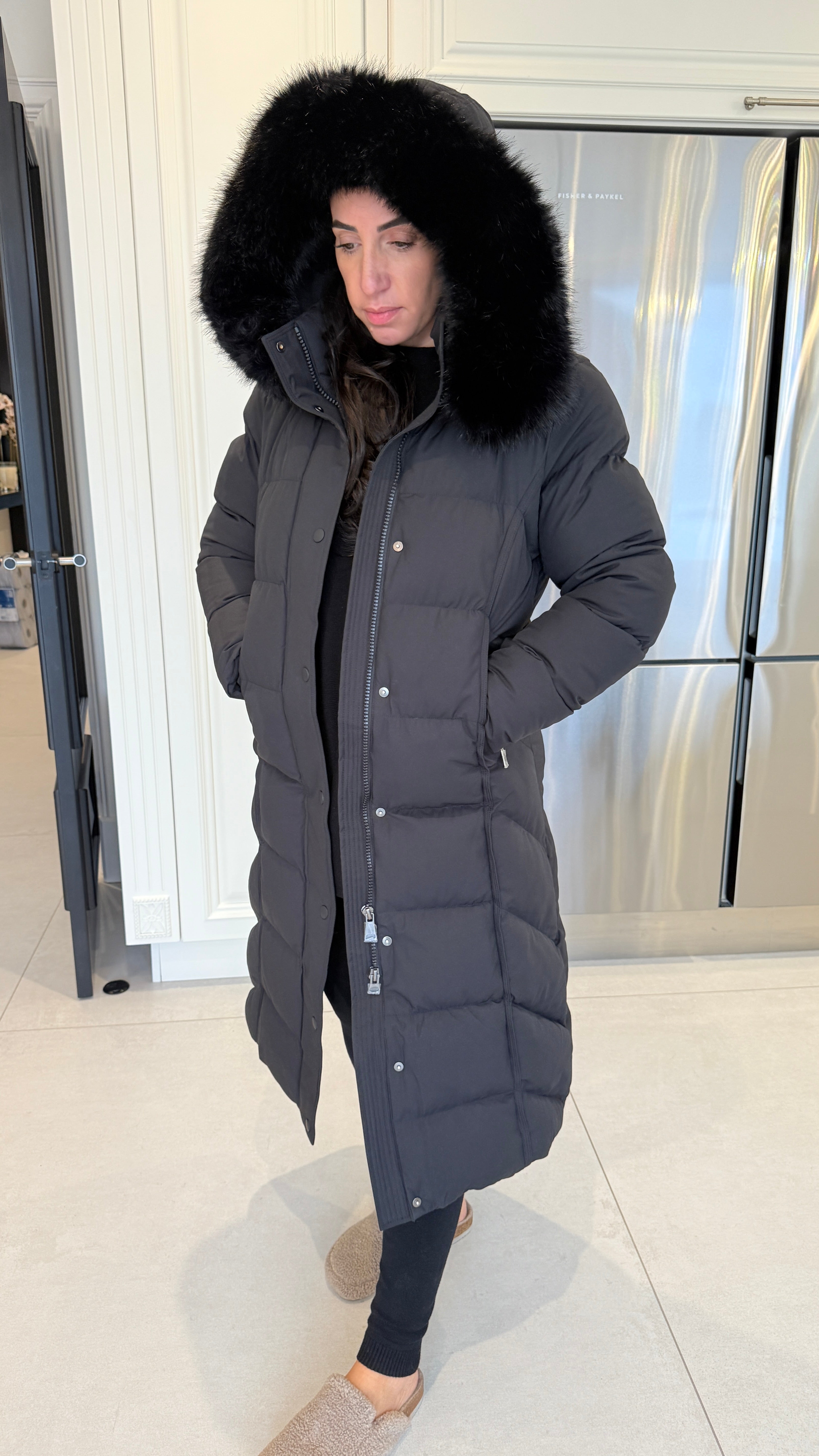 Issie Faux Fur Hooded Longline Padded Coat