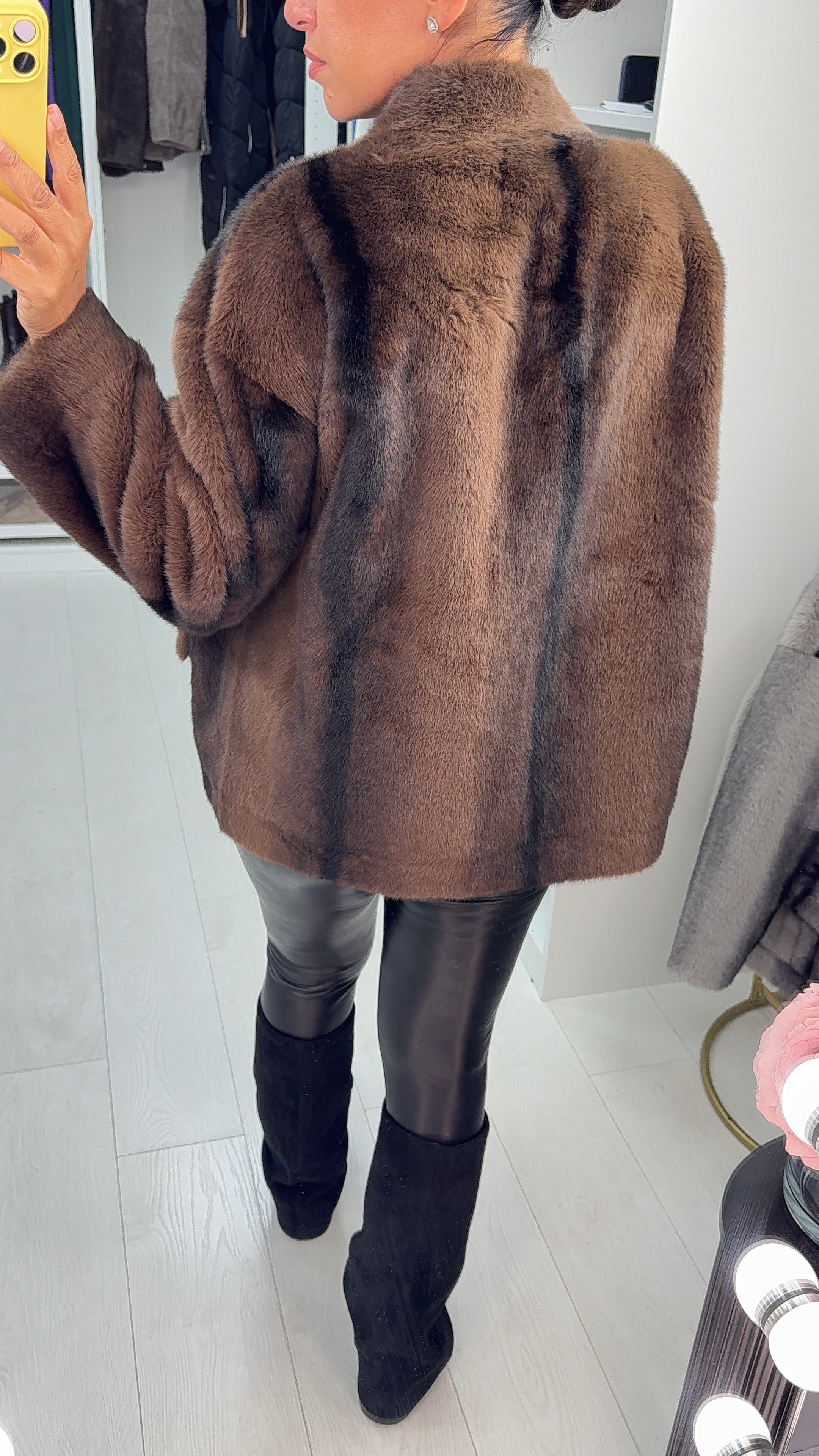 Florentina V Neck Faux Fur Jacket