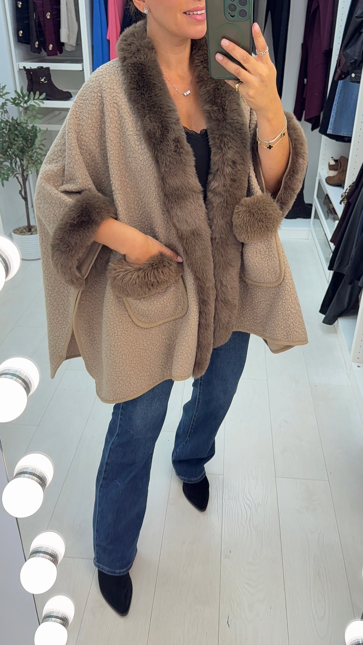 Skyler Faux Fur Trim Wrap