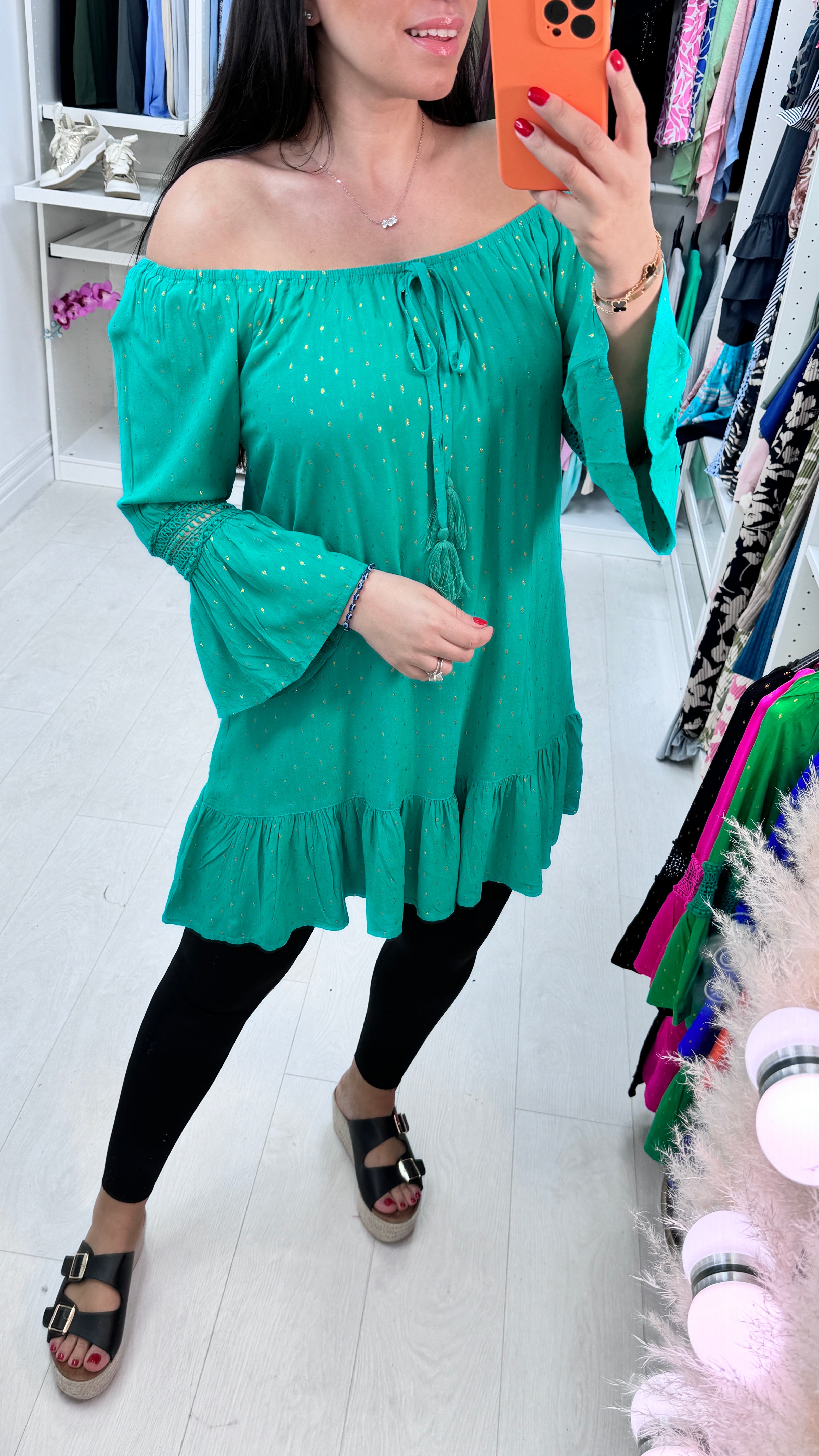 Gabrielle Crochet And Speckle Detail Bardot Top