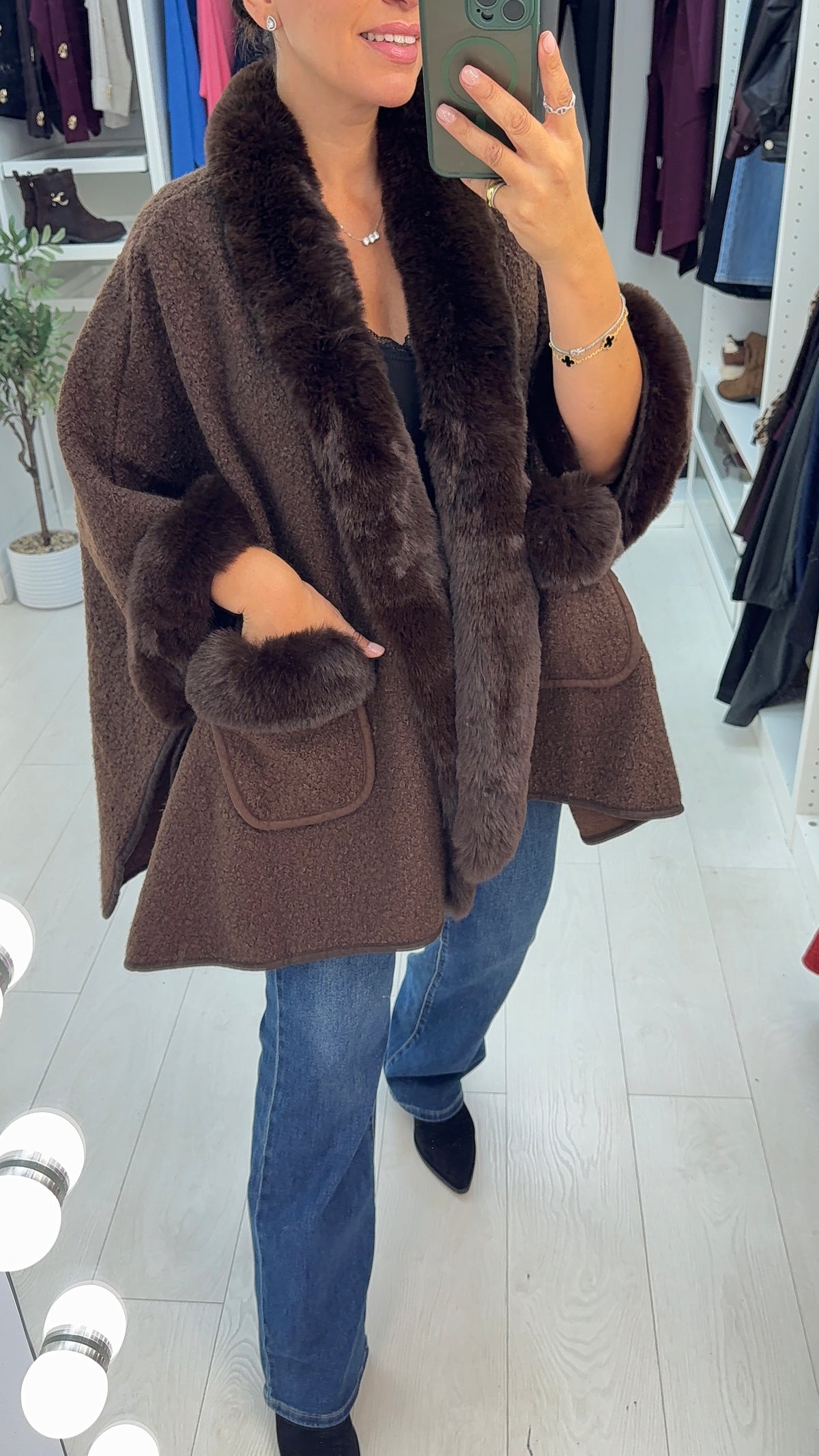 Skyler Faux Fur Trim Wrap