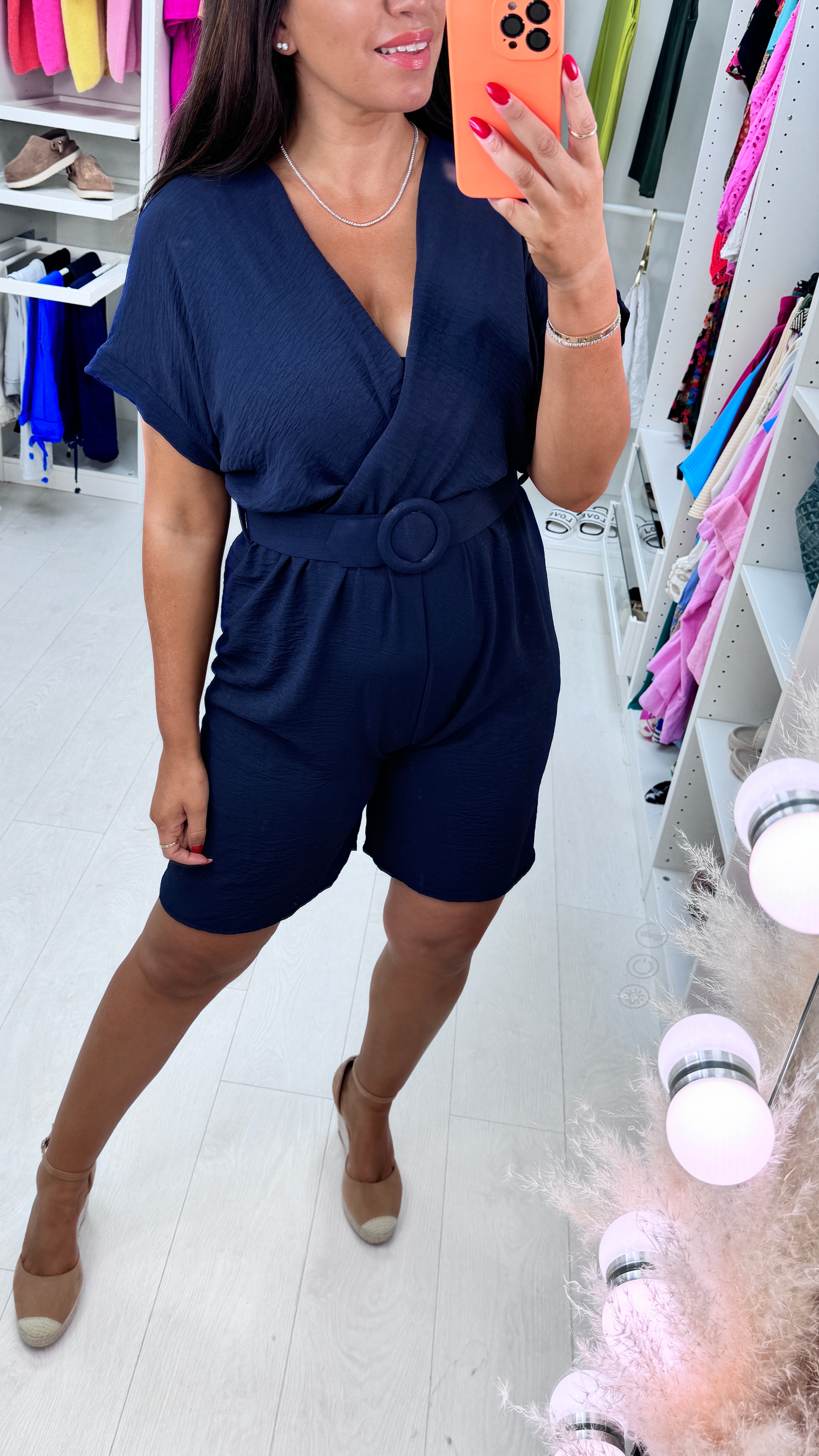 Haleigh Plain Belted Playsuit