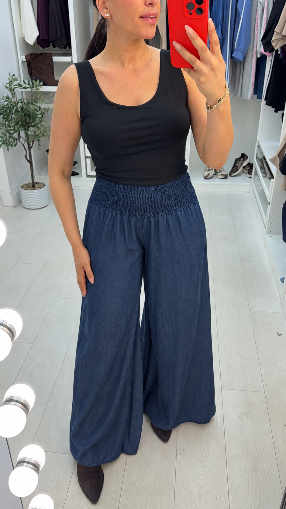 Cherie Elasticated Waist Loose Fit Denim Trousers