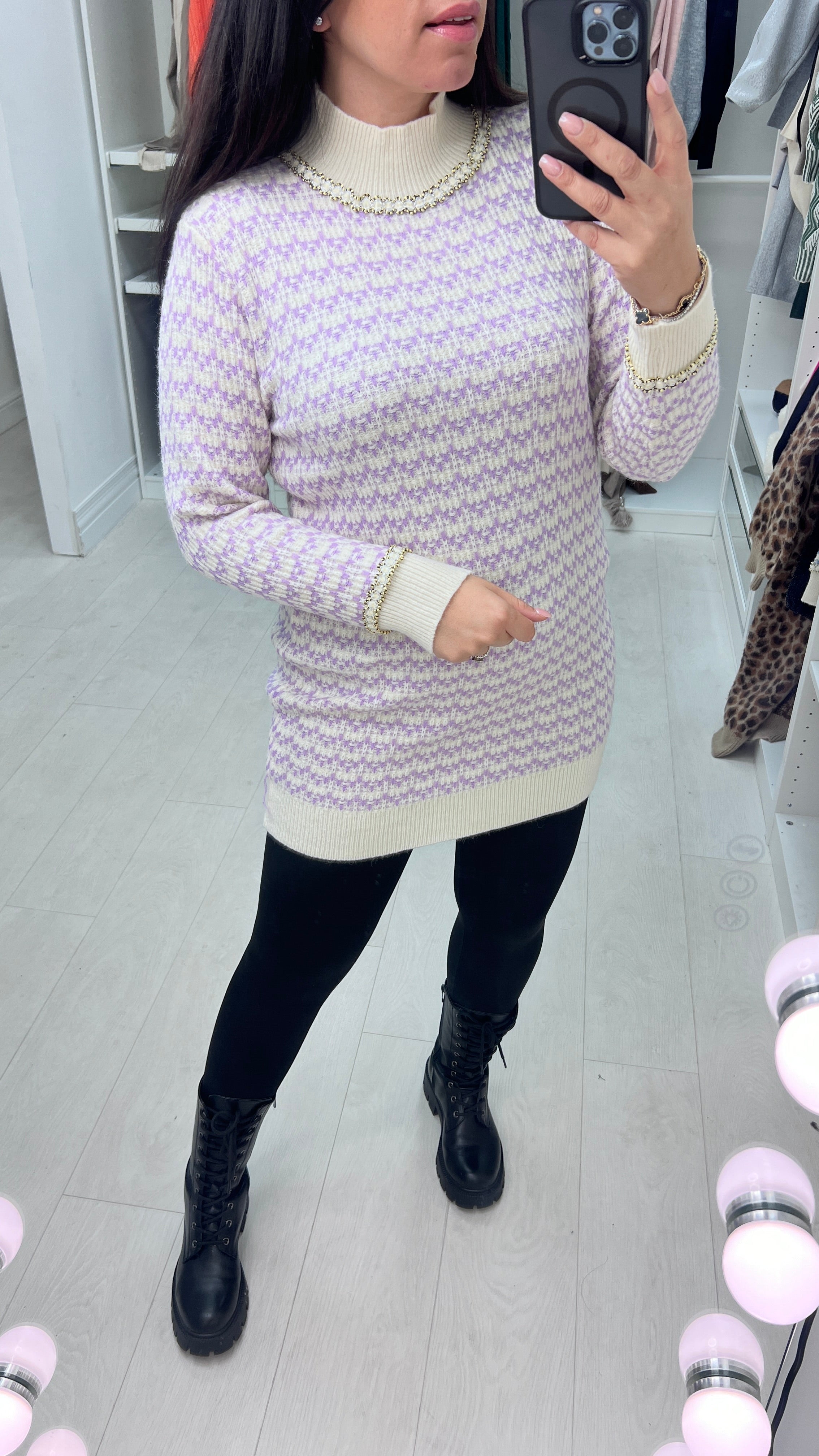 Gabriele Boucle Effect Knit Jumper Dress