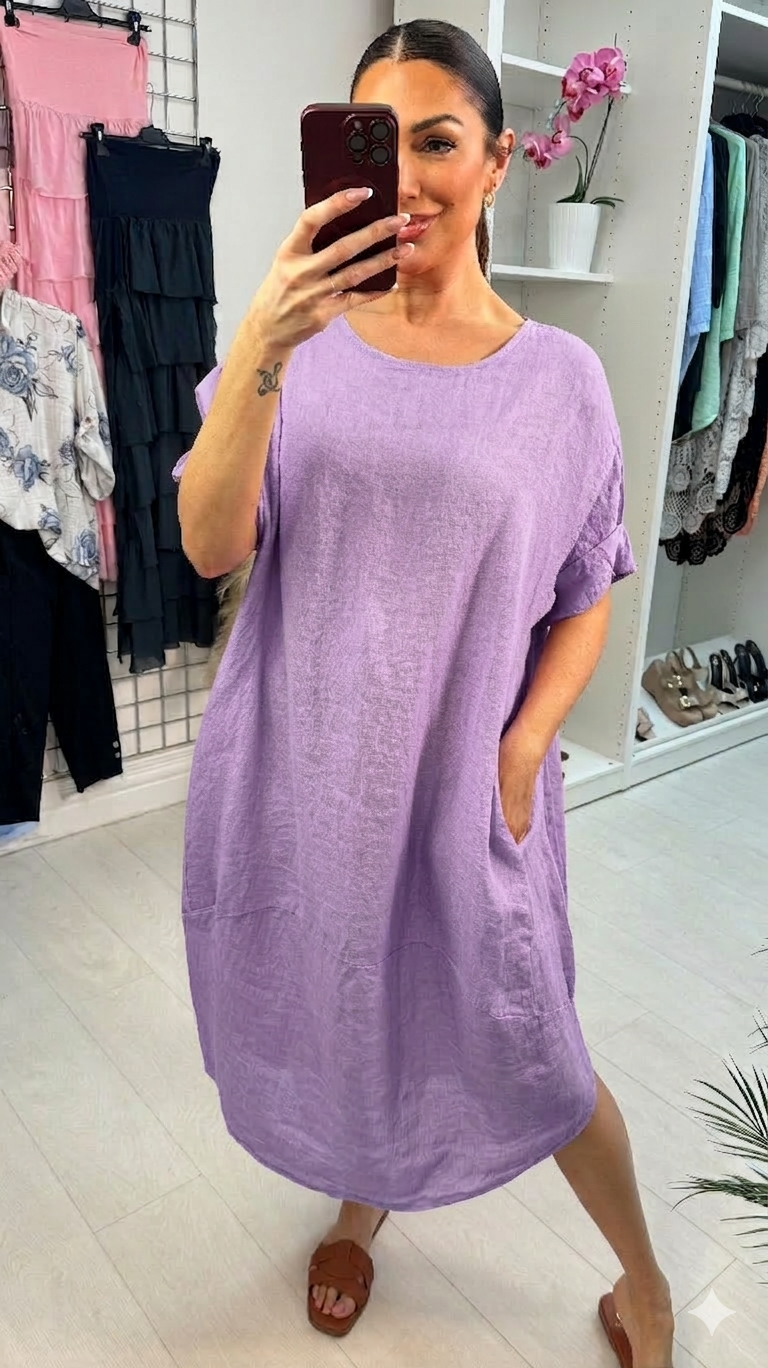 Lullah Plain Loose Fit Linen Maxi Dress