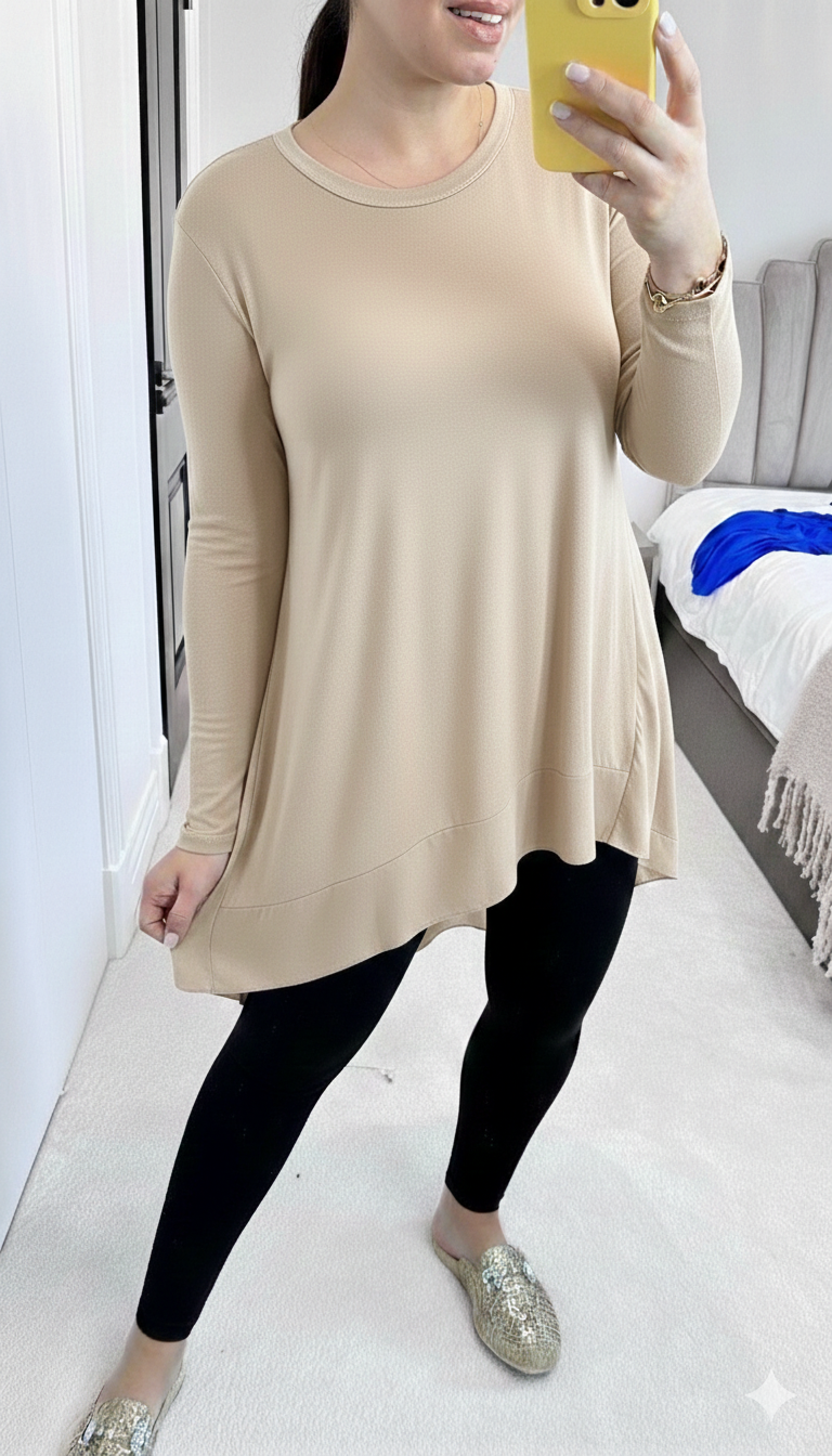 Briar Plain Chiffon Back Detailed Dipped Hem Top