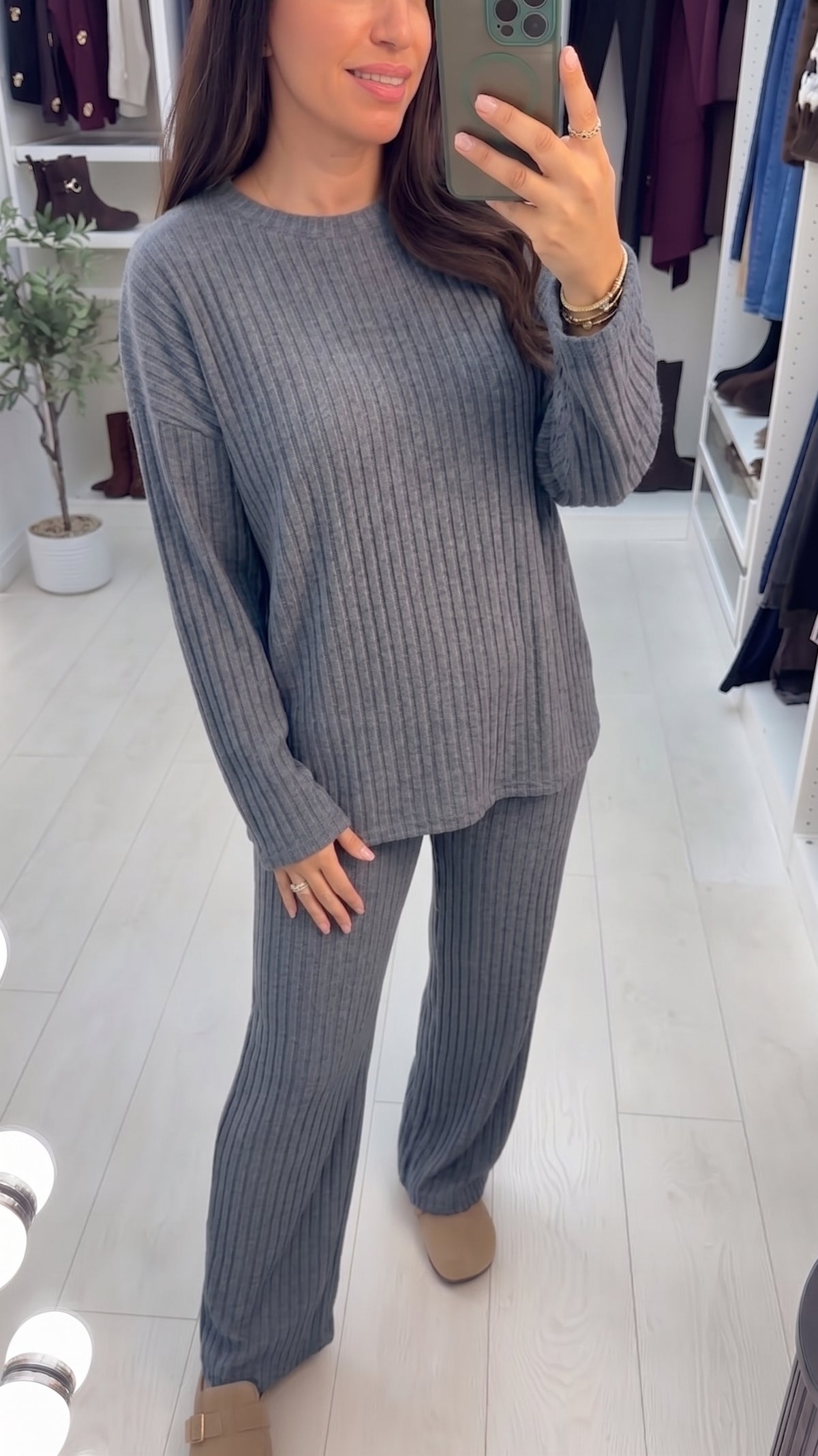 Gwendolyn Plain Ribbed Loungewear Set