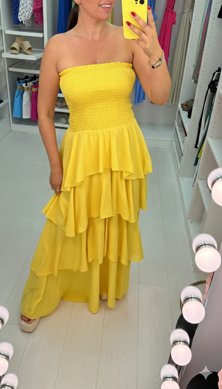 Dovina Strappy Maxi Ruffle Dress