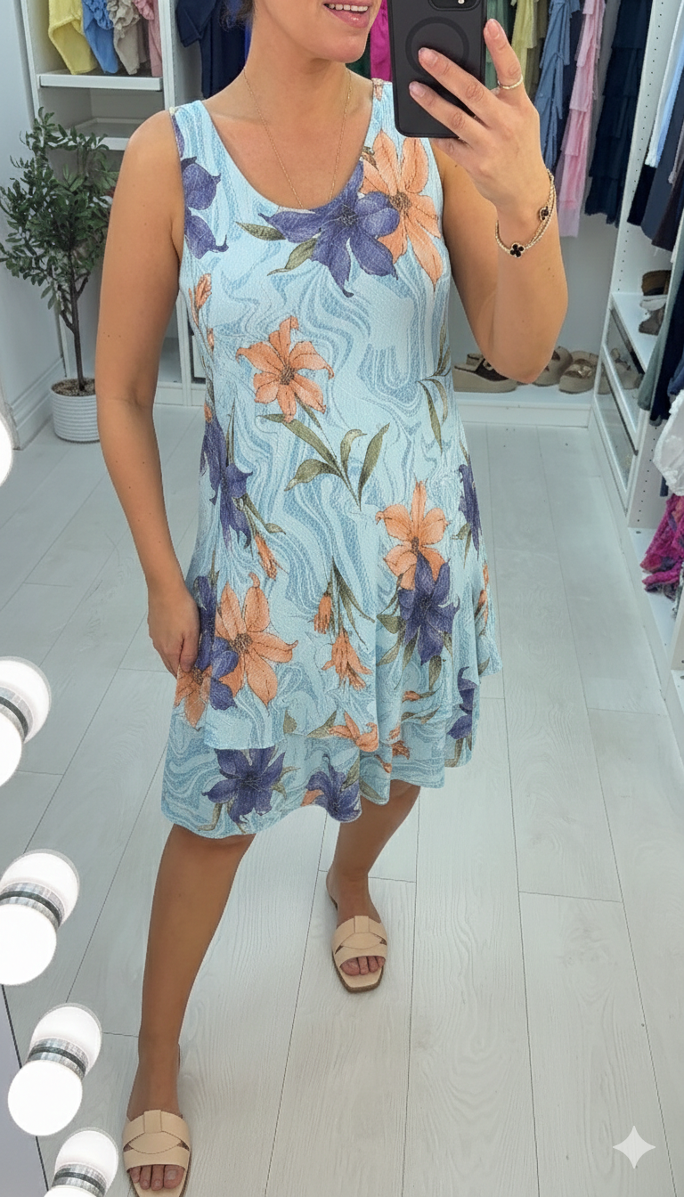 Hayley Floral Print Loose Fit Floaty Midi Dress