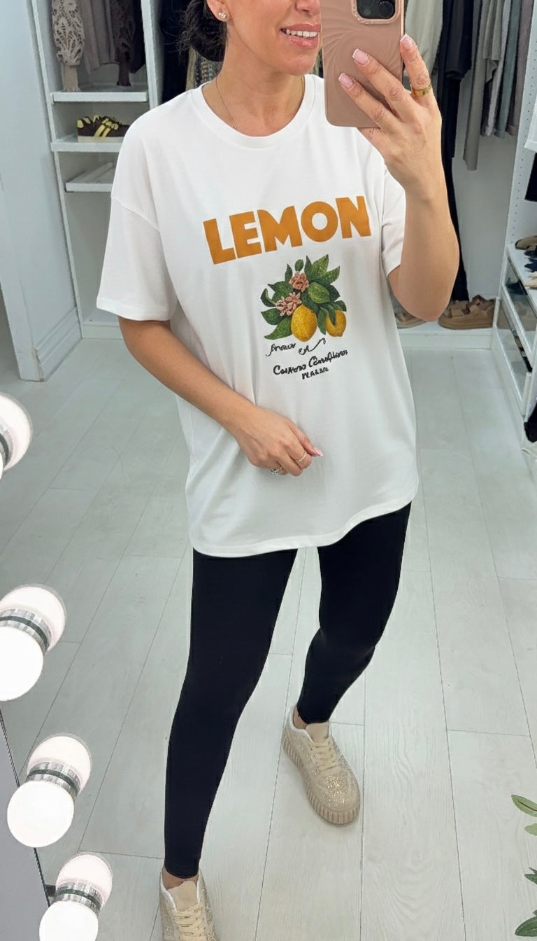 Gemma Lemon Print Loose Fit T-Shirt