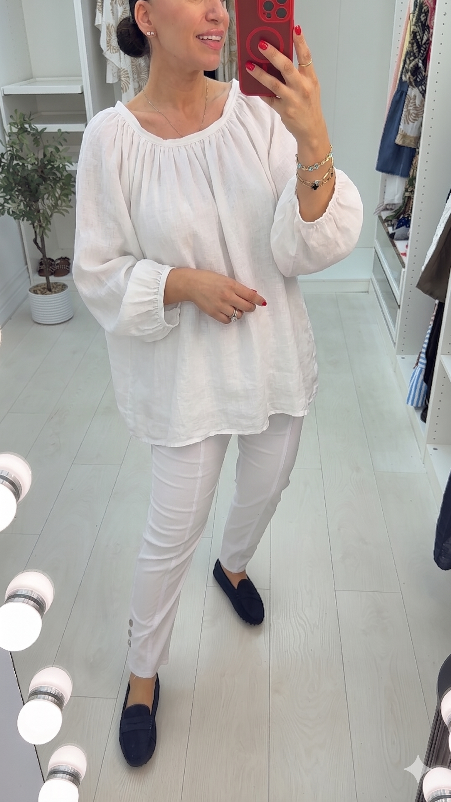 Martha Wide Sleeve Tie Back Linen Loose Fit Top