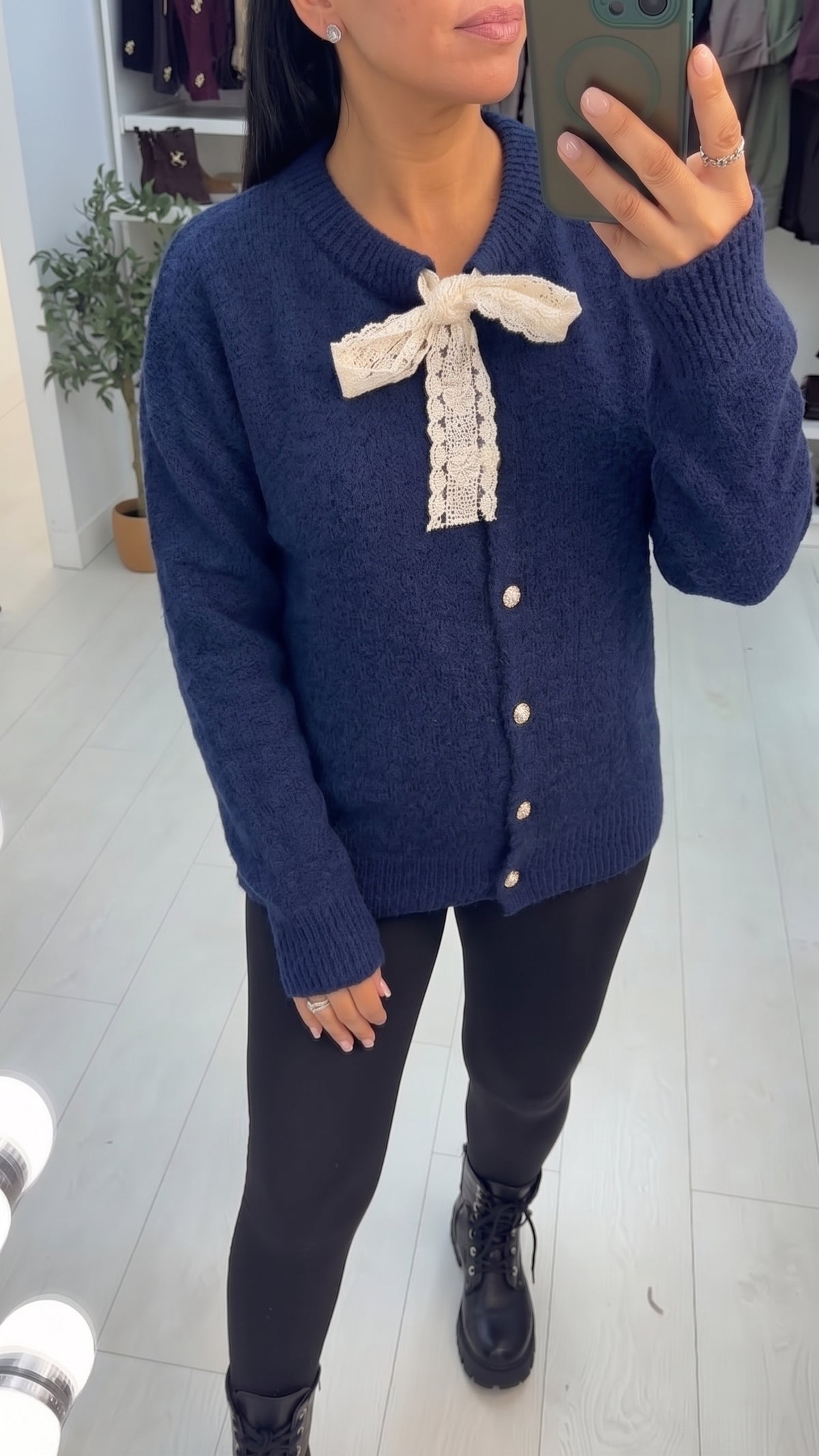 Elmira Plain Lace Detailed Cardigan