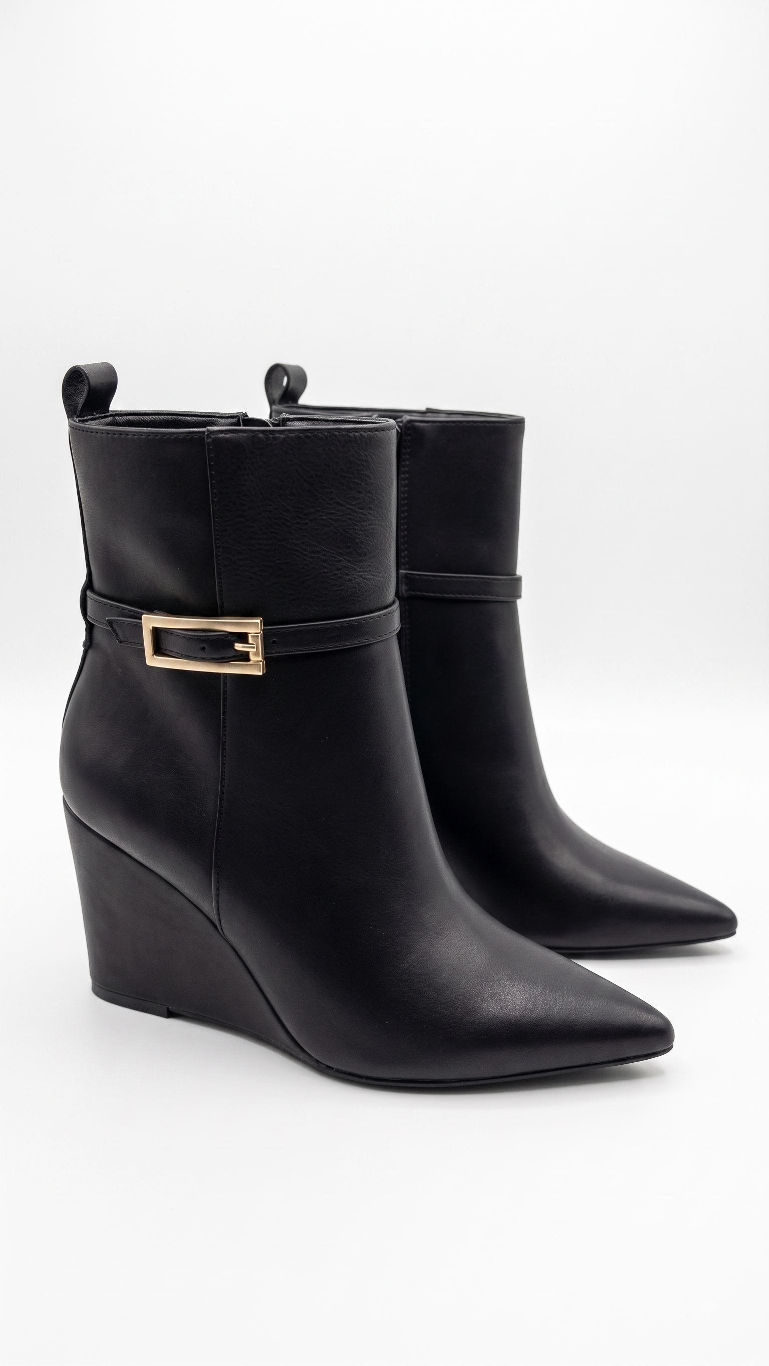 Alicia Faux Leather Pointed Wedge Boots
