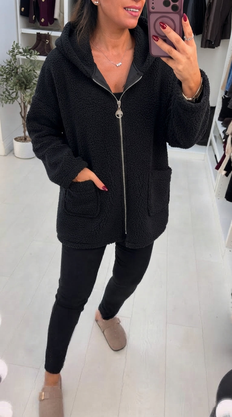 Helene Plain Boucle Hooded Jacket