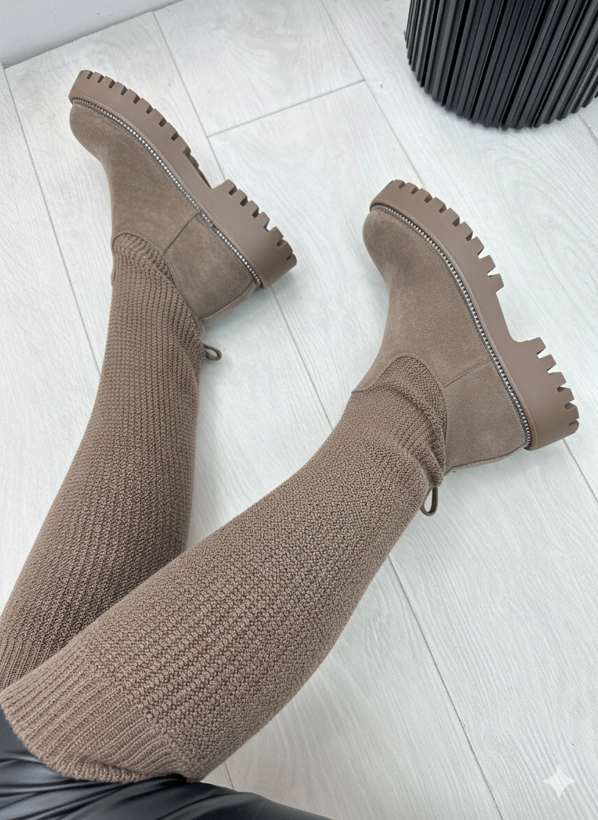 Remy Suede Sock Knee High Boots