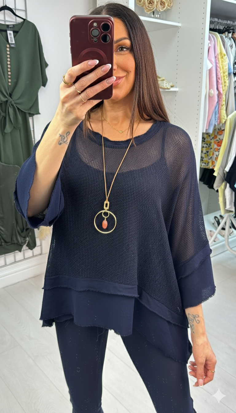 Fiorinda Crochet 2 Piece Necklace Oversized Top