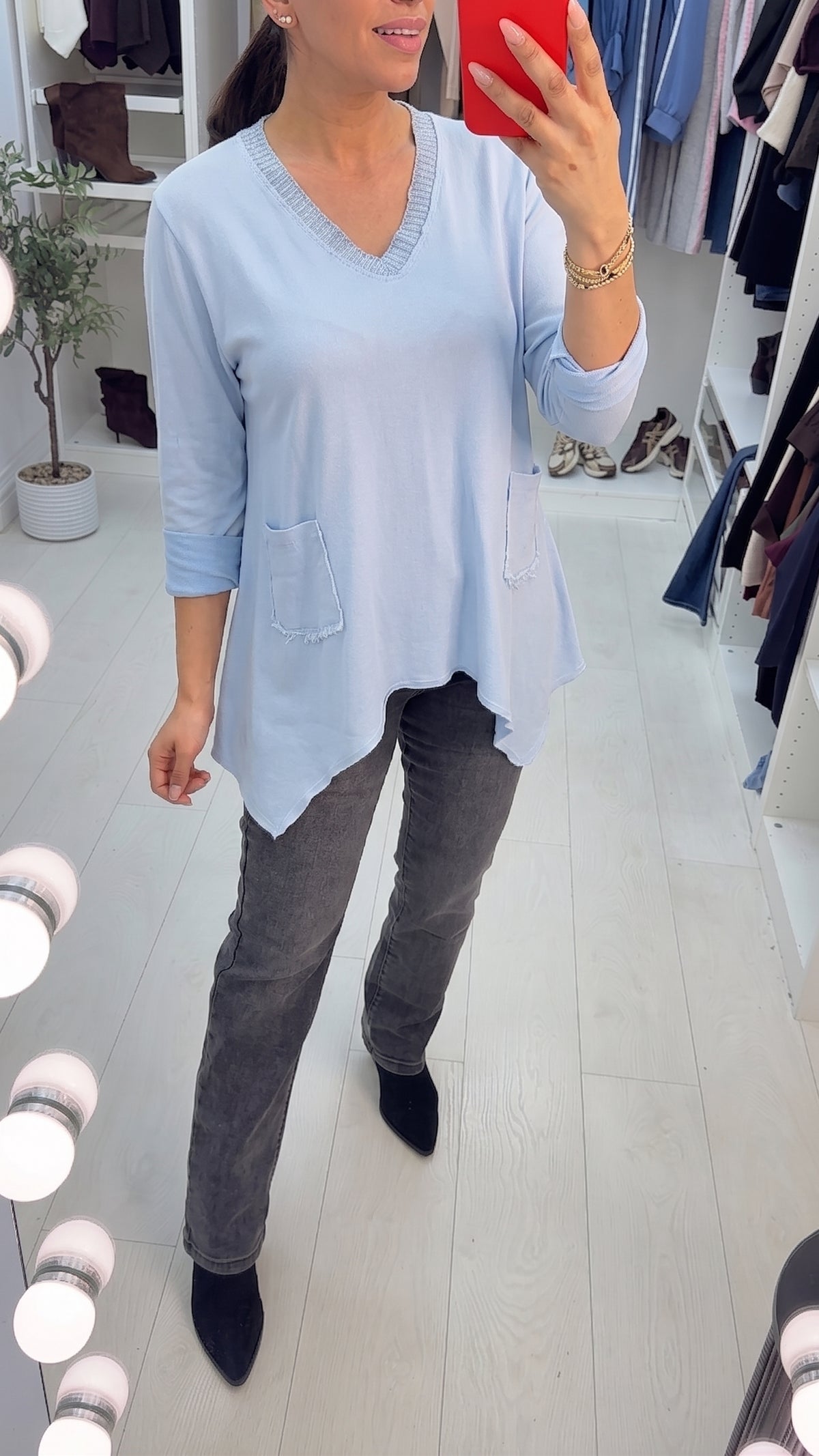 Usher Curved Hem Pocket Detail Jumper