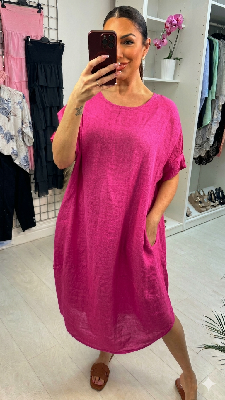 Lullah Plain Loose Fit Linen Maxi Dress